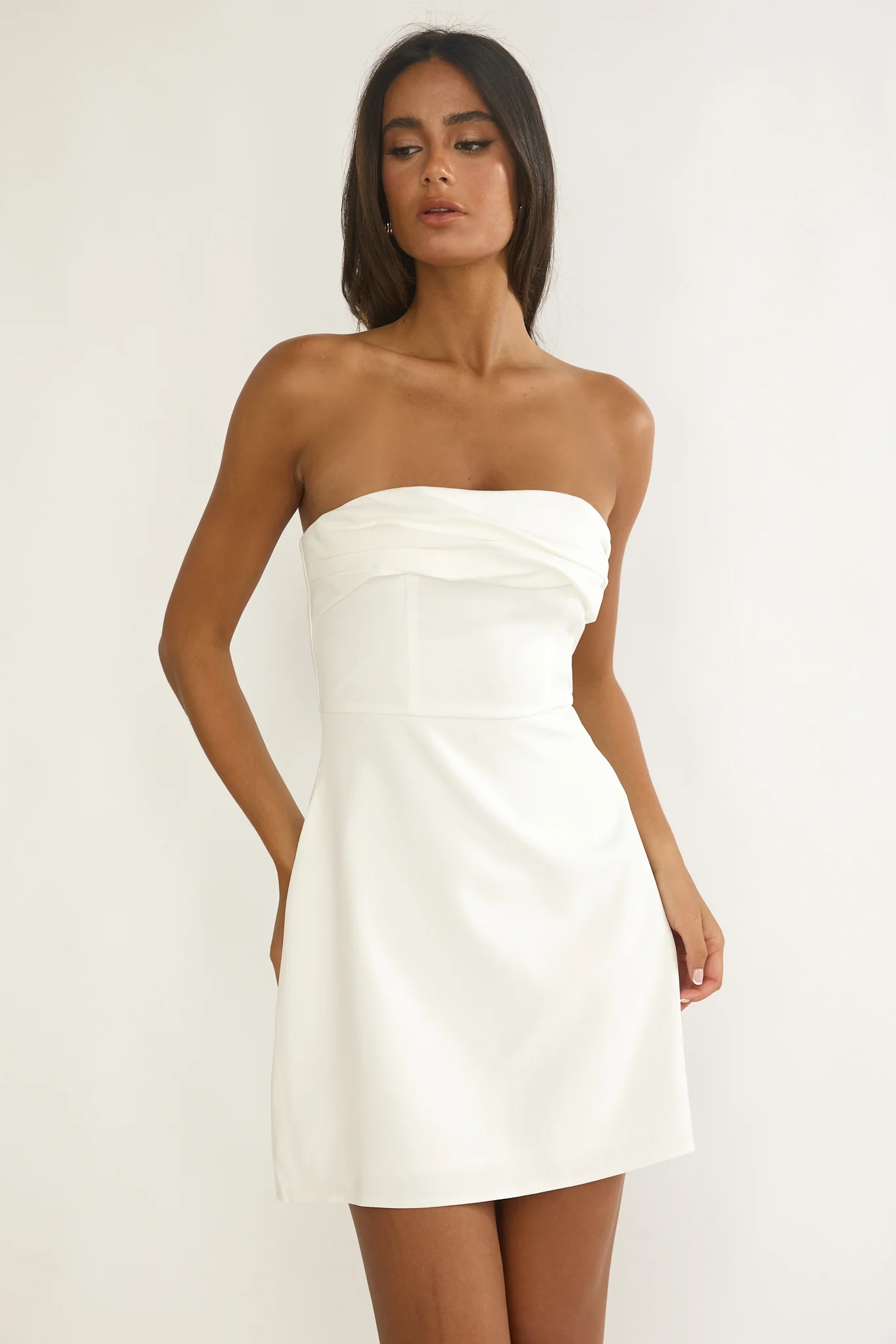 Serenelle Foldover Bust Mini Dress White - luluinthesky