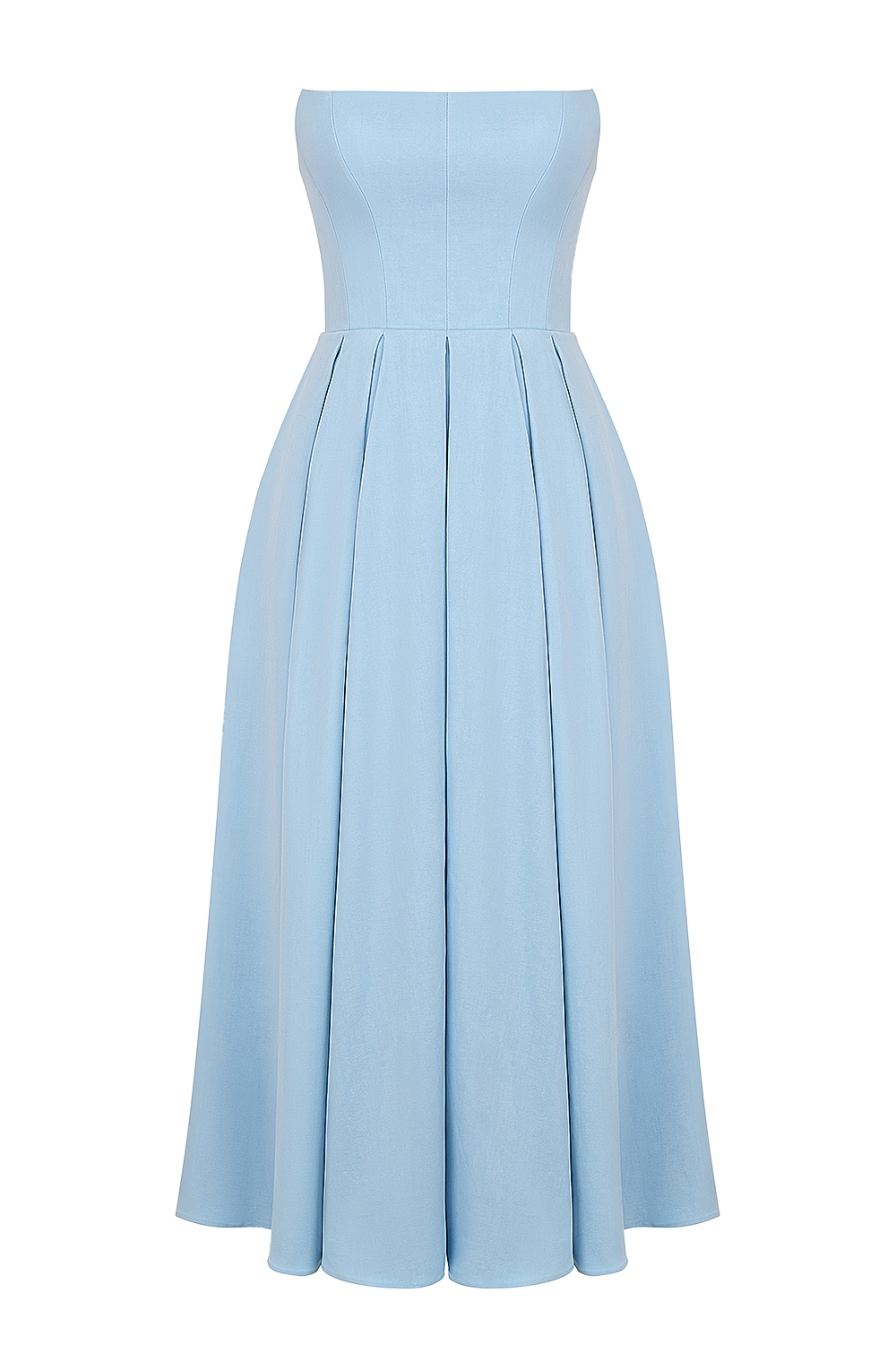 Tuscan Blue Strapless Midi Sundress