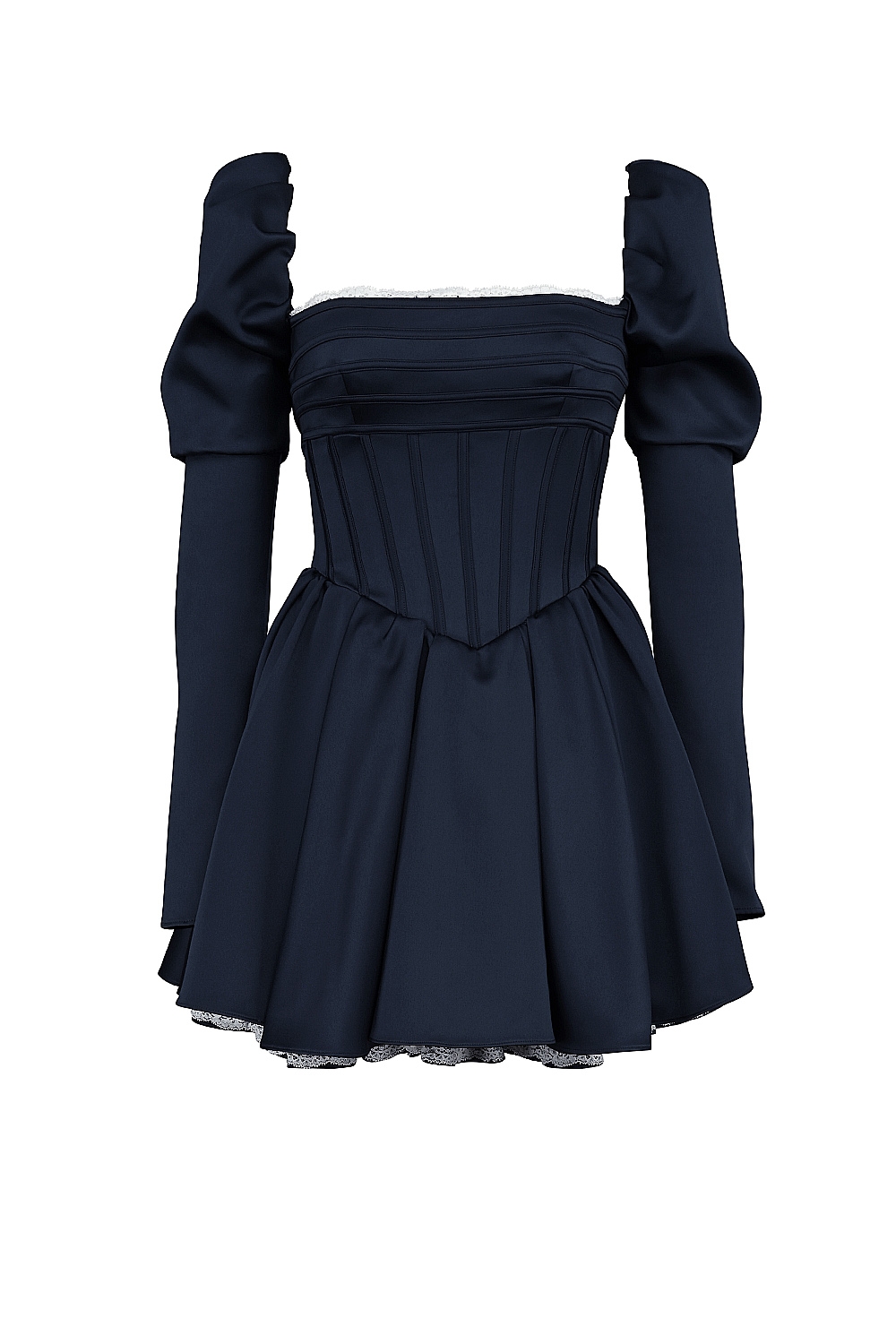 Midnight Satin Puff Sleeve Mini Dress
