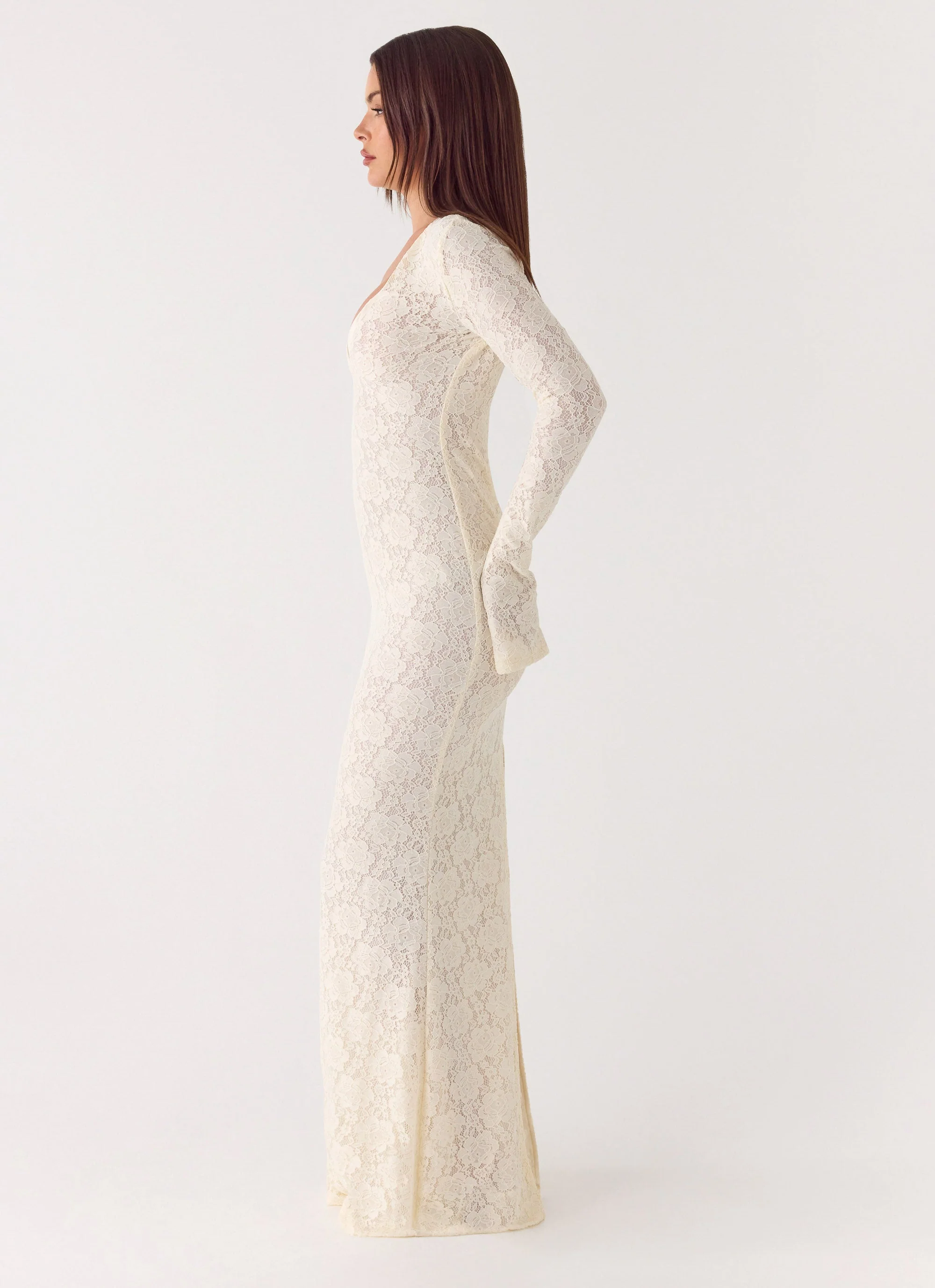 Astoria Long Sleeve Maxi Dress - Ivory - elegeleges