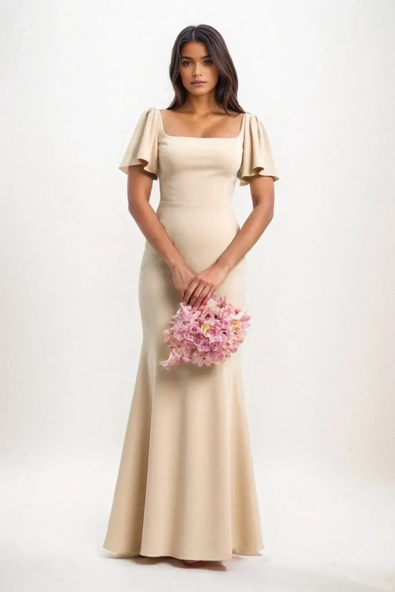 Sheath-Column Maxi Chiffon Bridesmaid Dress CB0813