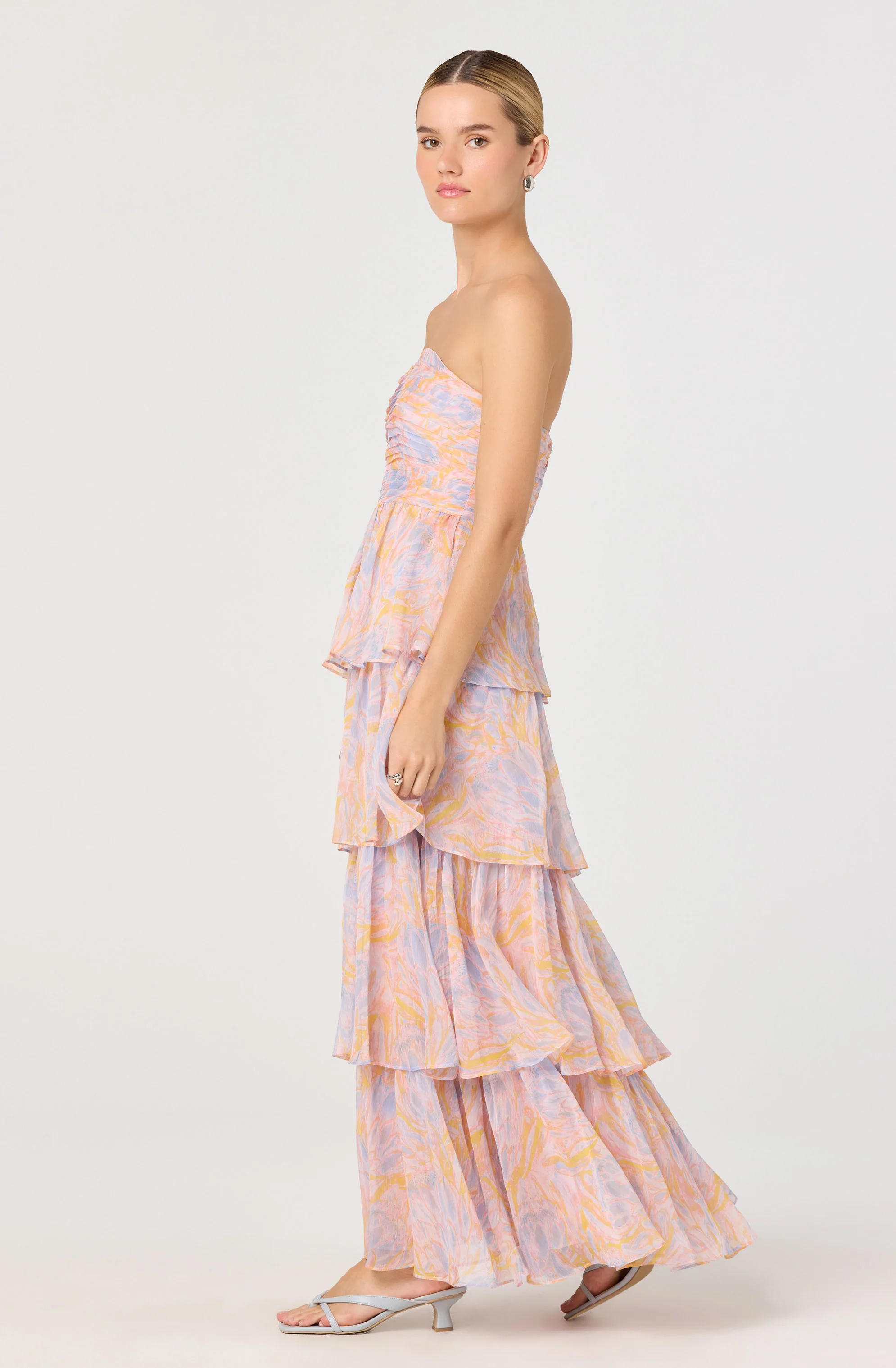 Anisha Strapless Tiered Ruffle Maxi Dress