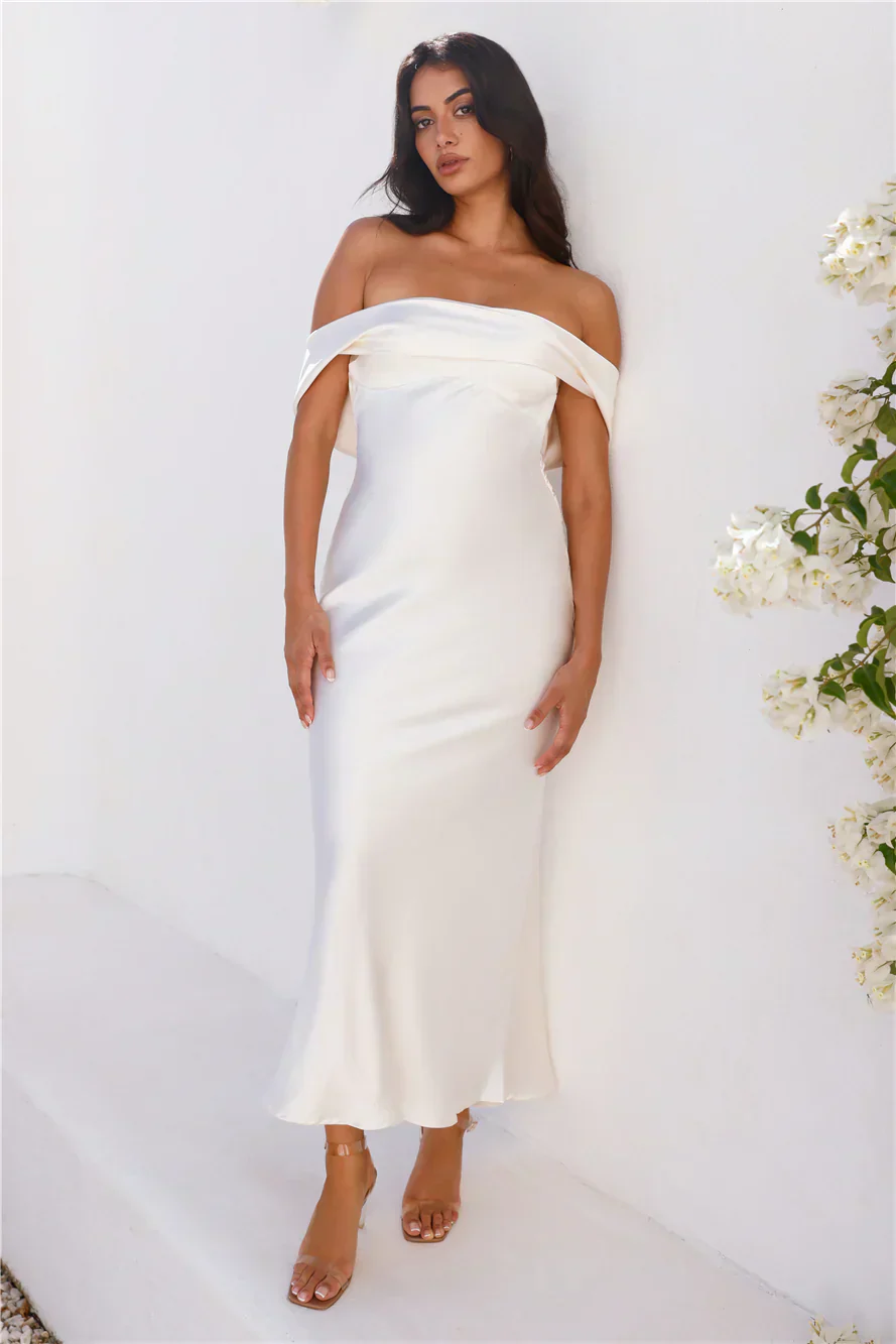 Precious Pearl Satin Maxi Dress