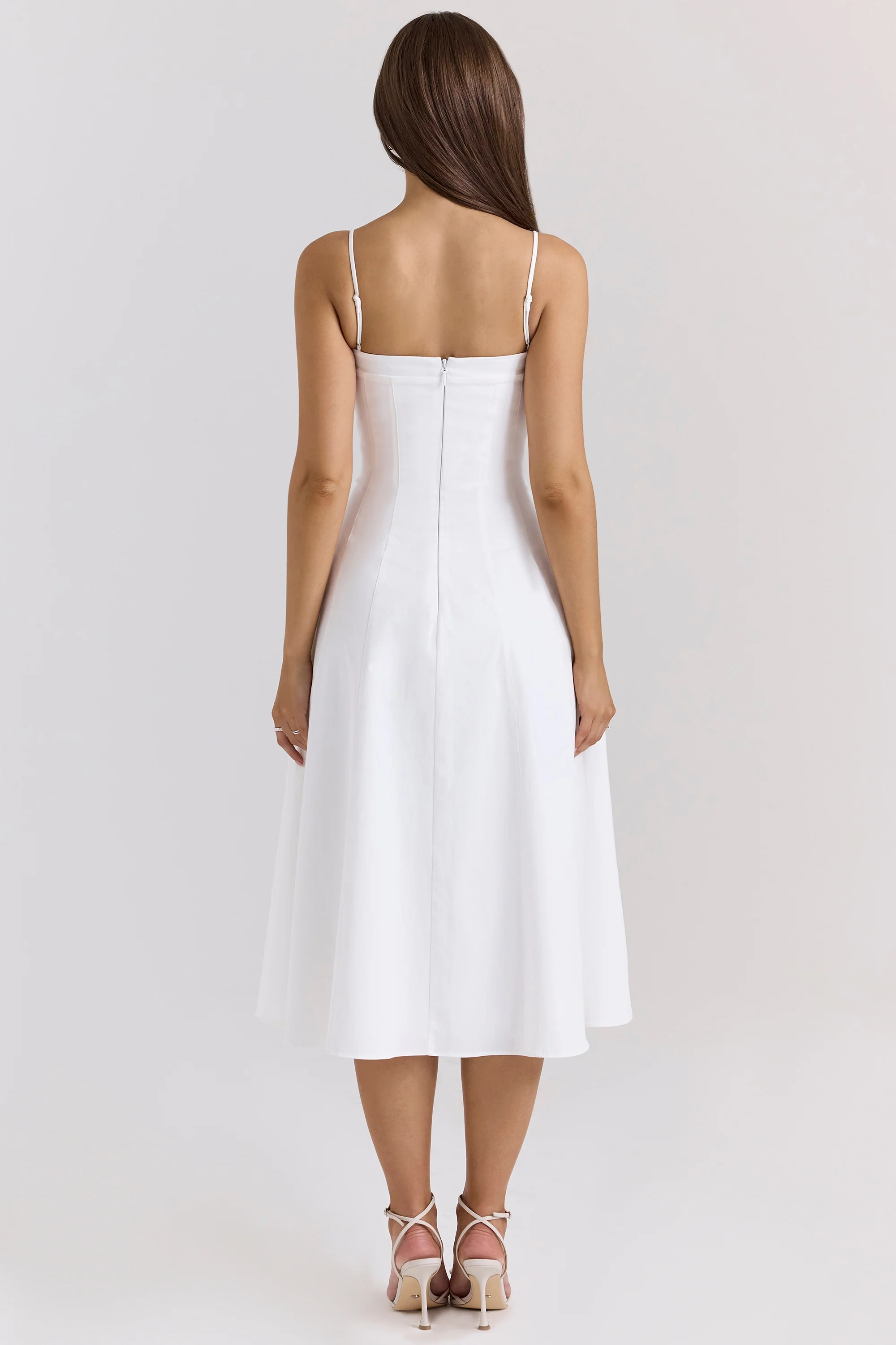 white stretch cotton a-line midi sundress - luluinthesky