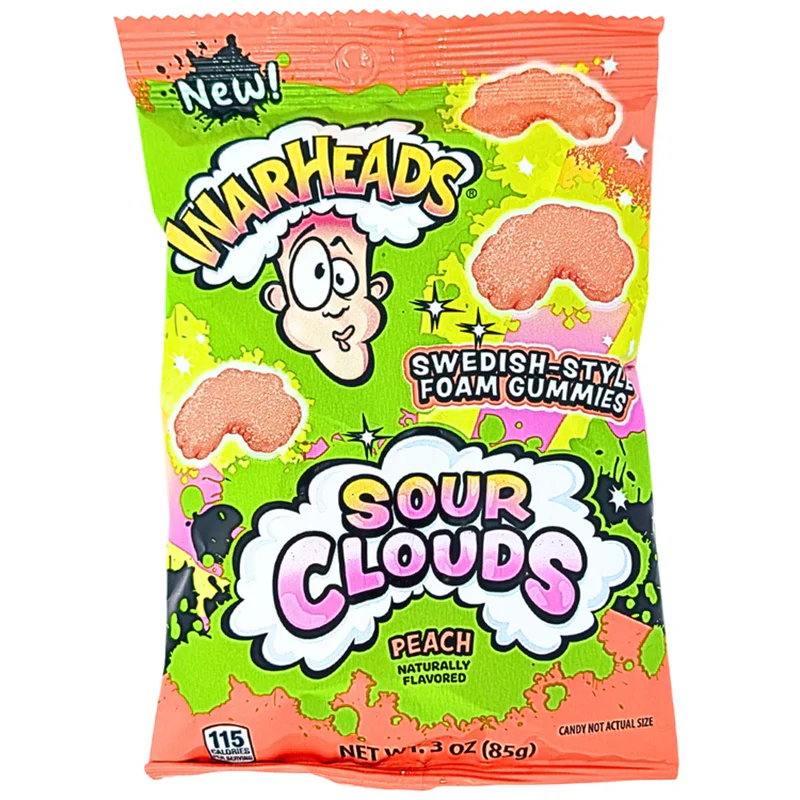 Warheads Sour Clouds Peach – Soft & Chewy Sour Candy (3oz)