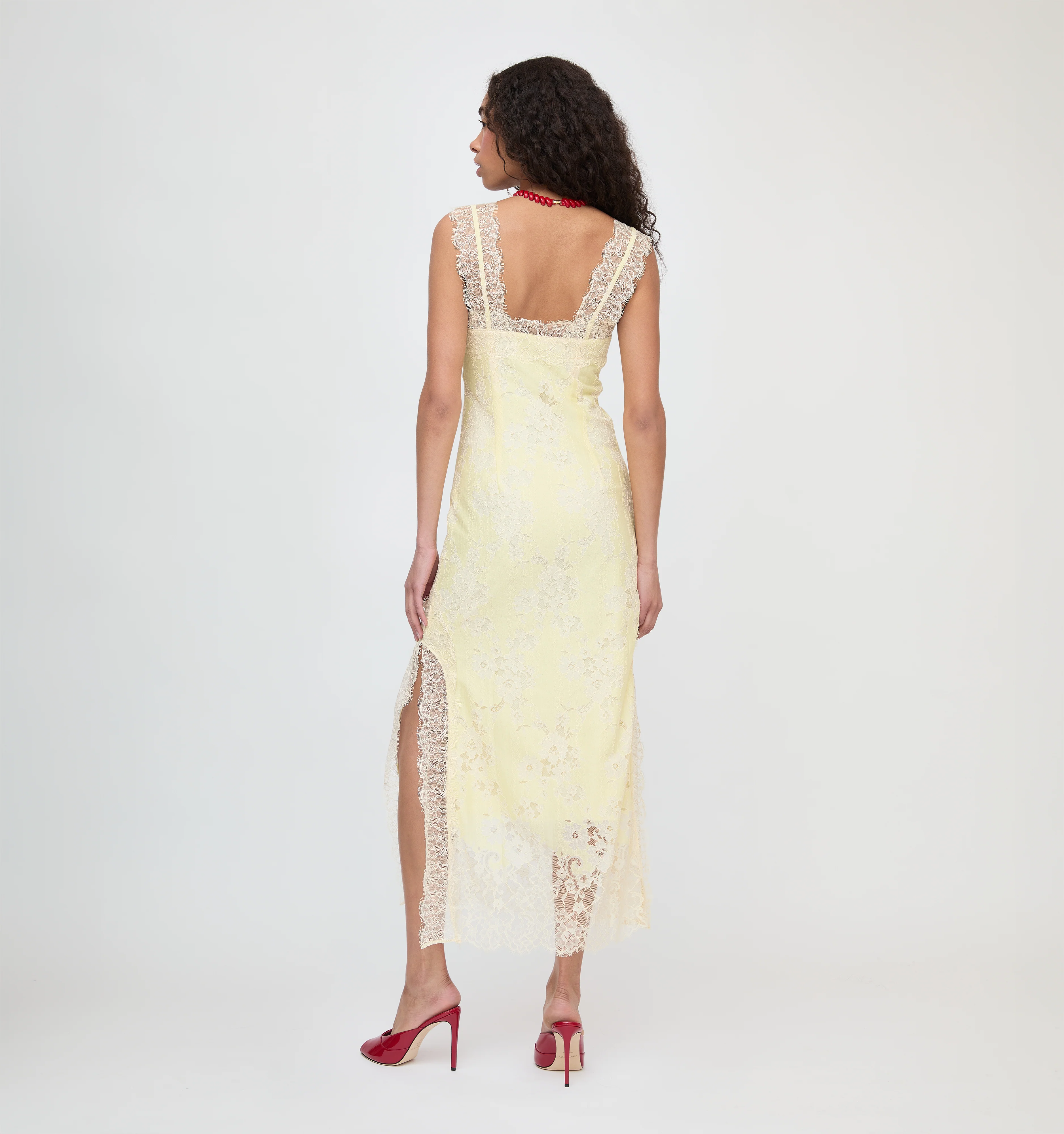 The Alba Dress - Yellow Trailing Lace
