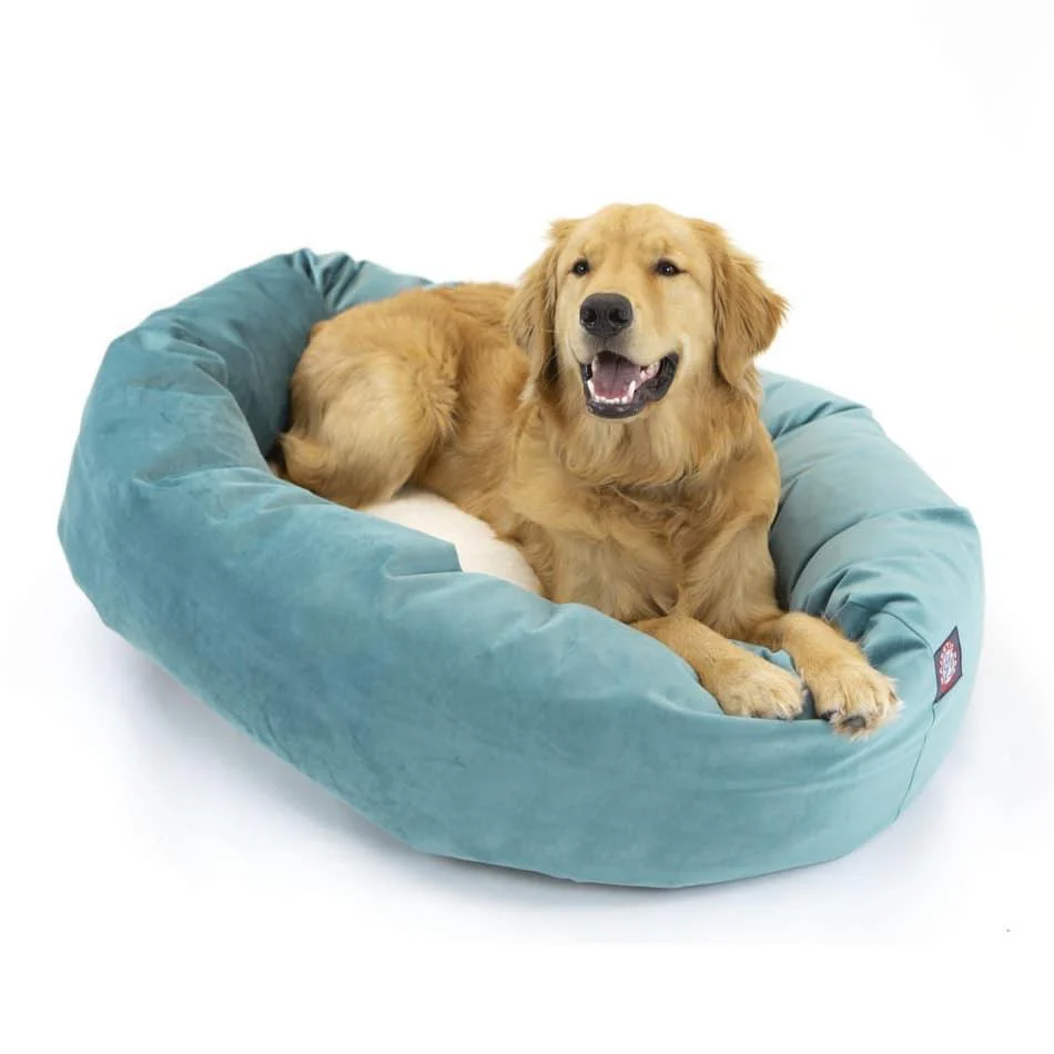 Velvet Sherpa Bagel Dog Bed