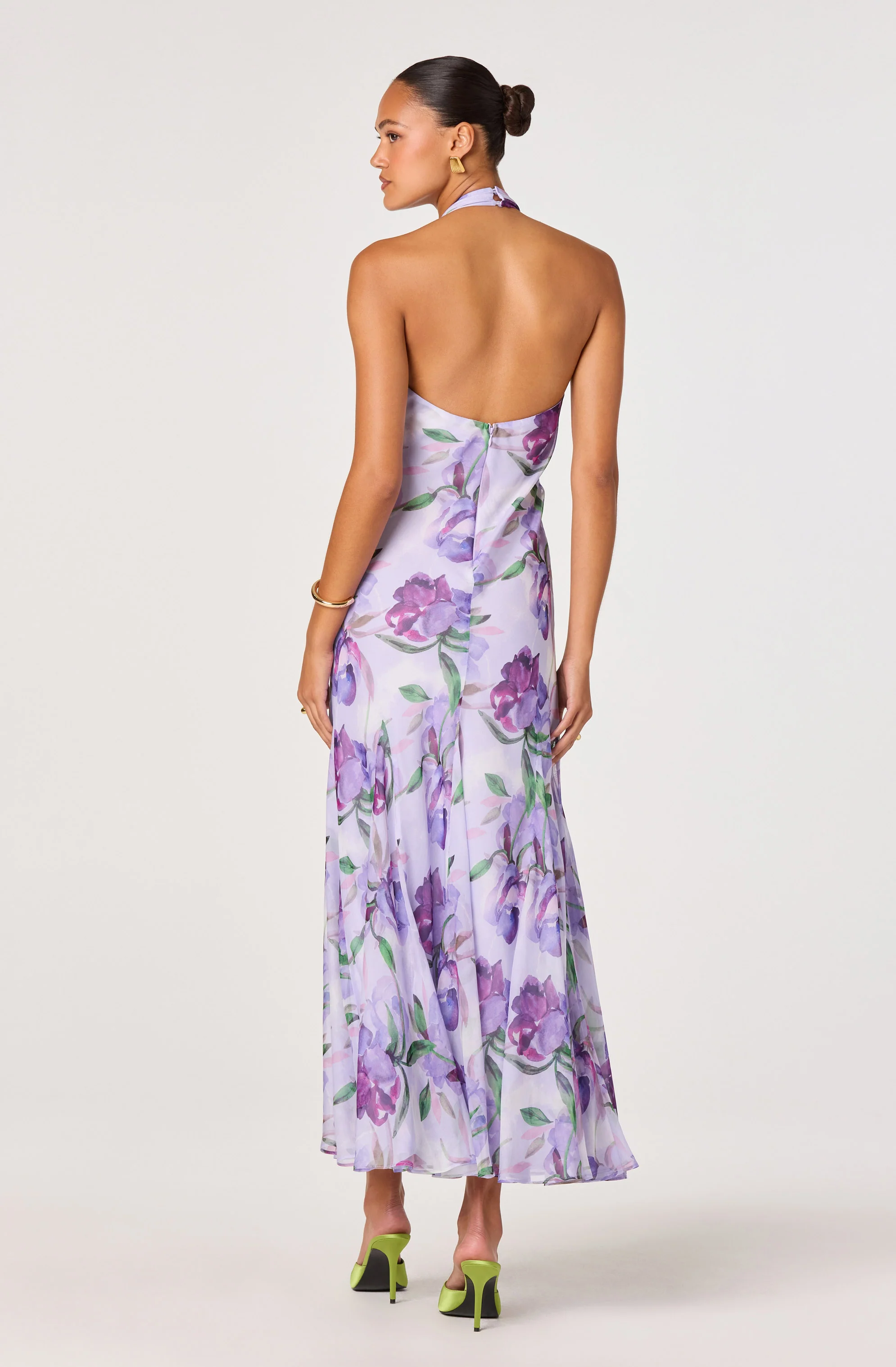 Yasmeen Floral Halter Godet Maxi Dress