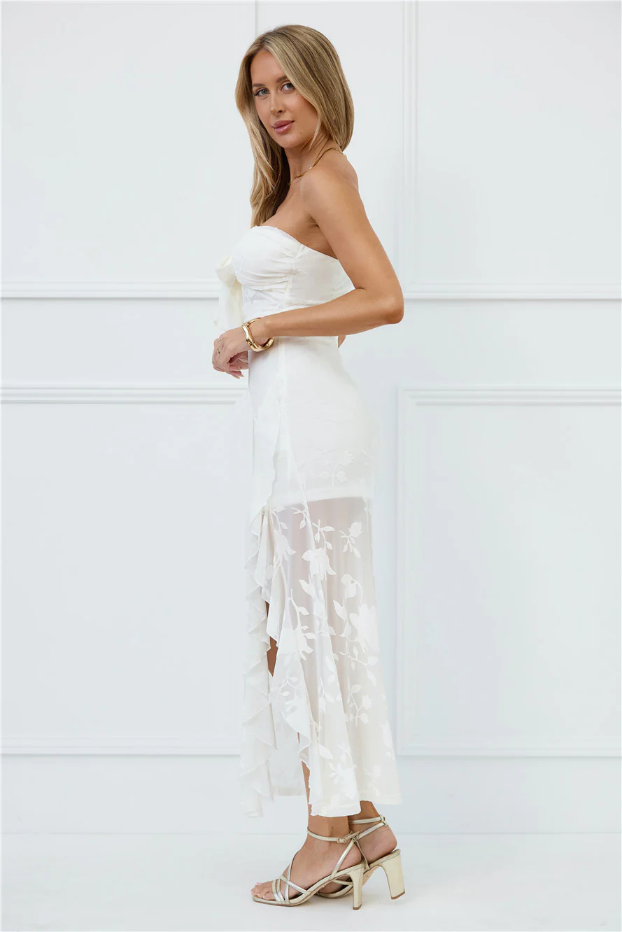 Pretty Moods Only Strapless Maxi Dress White - luluinthesky