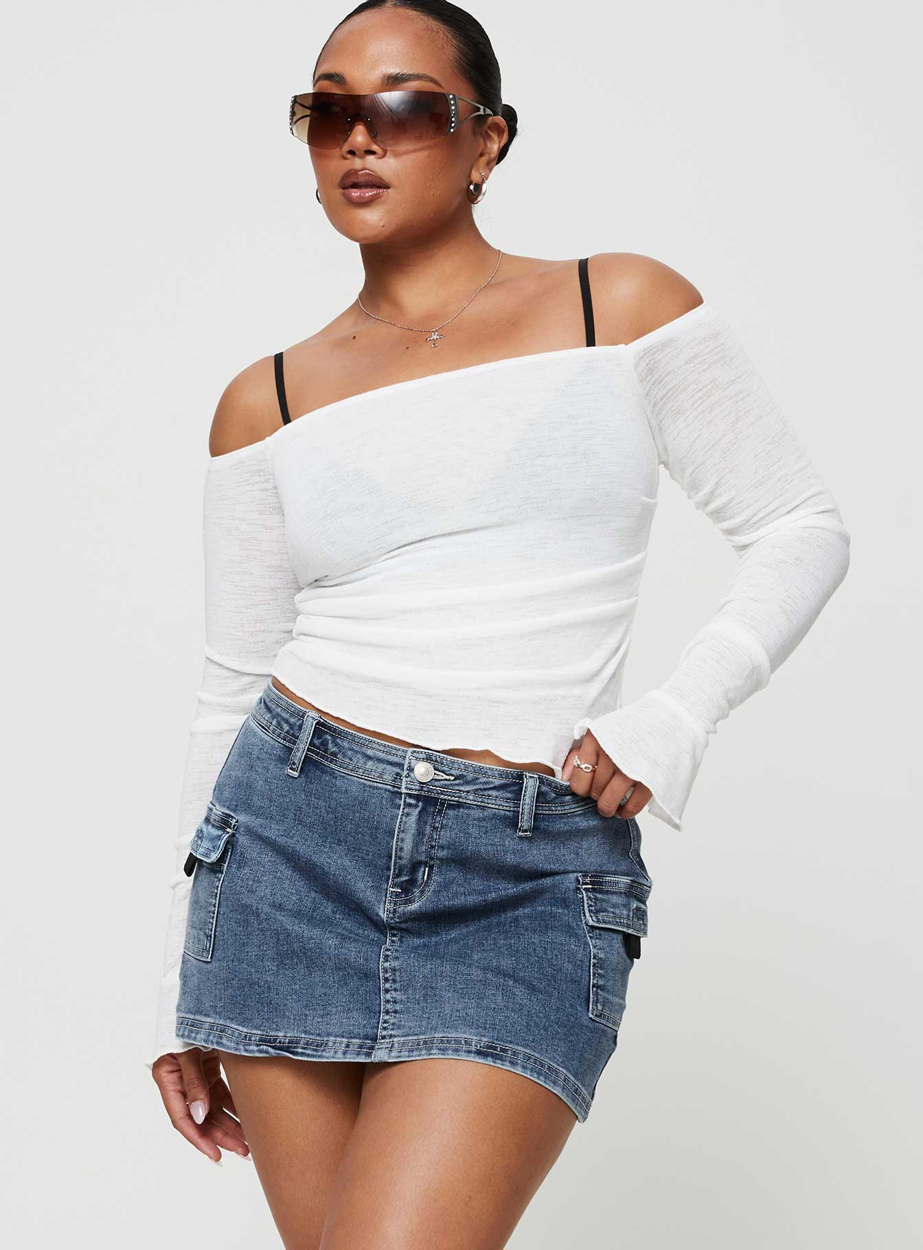 Grishea Low Rise Denim Skirt