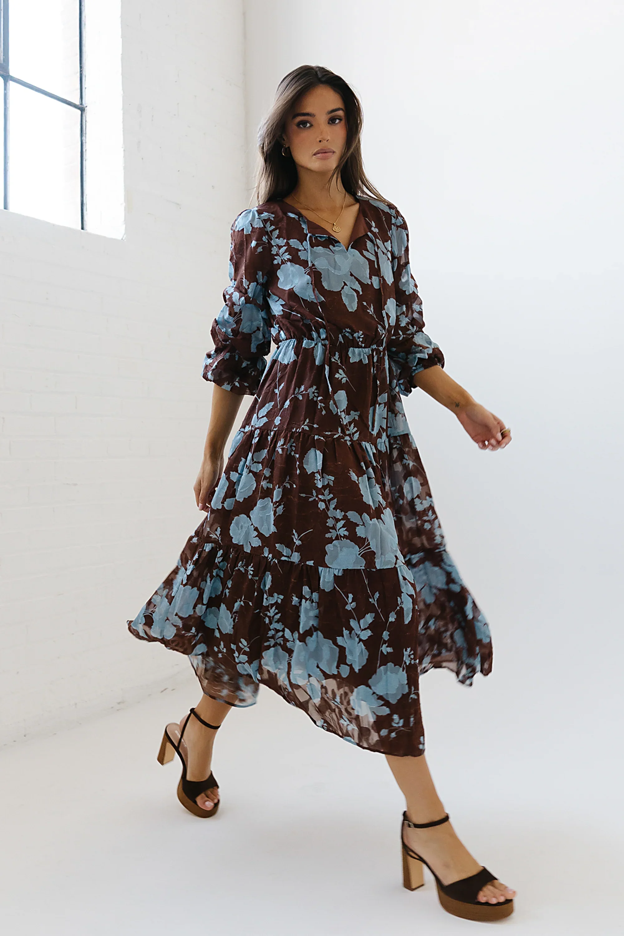 Cache Floral Midi Dress