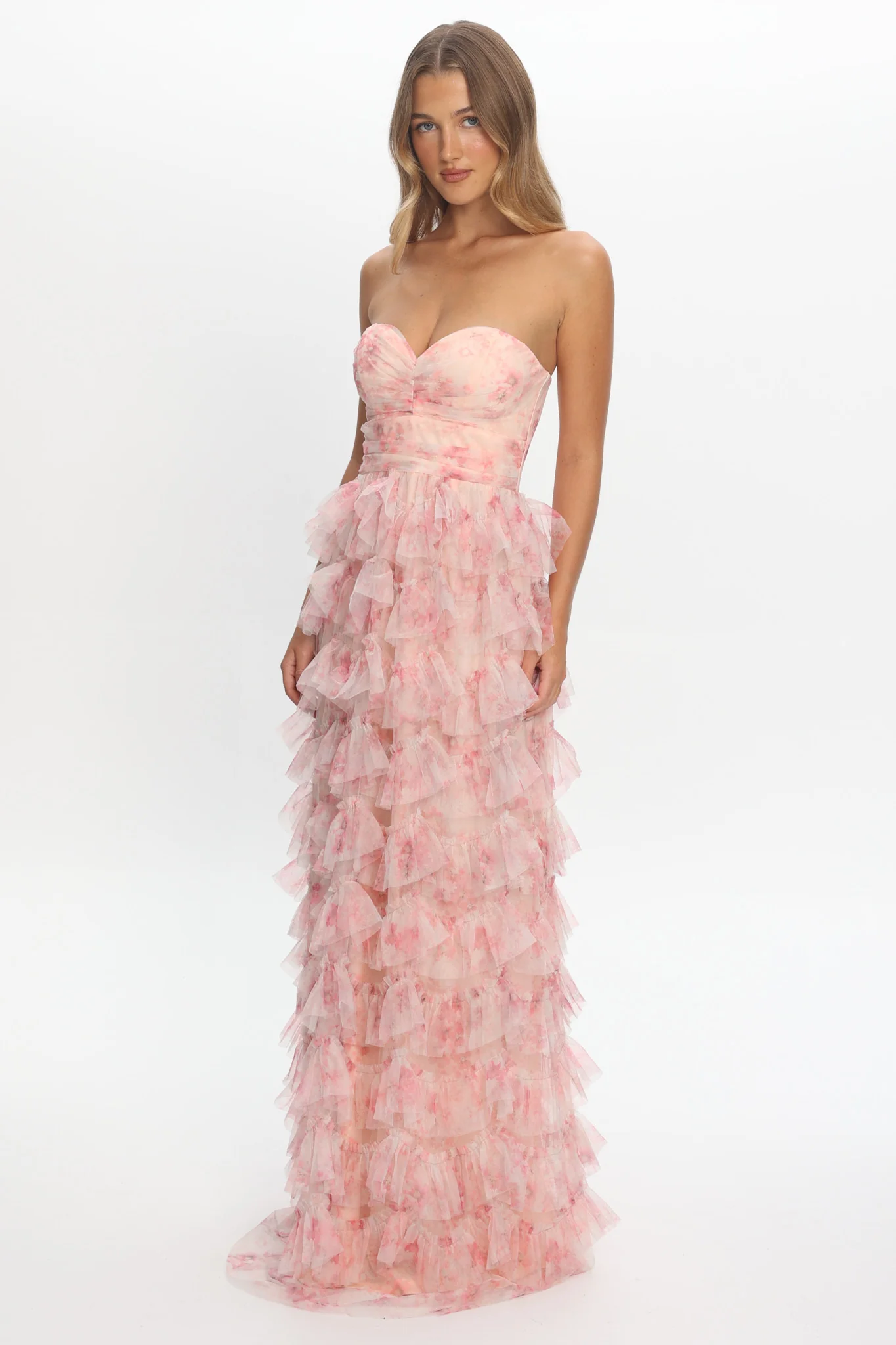 Marisyn Tiered Frill Maxi Dress Floral Blush
