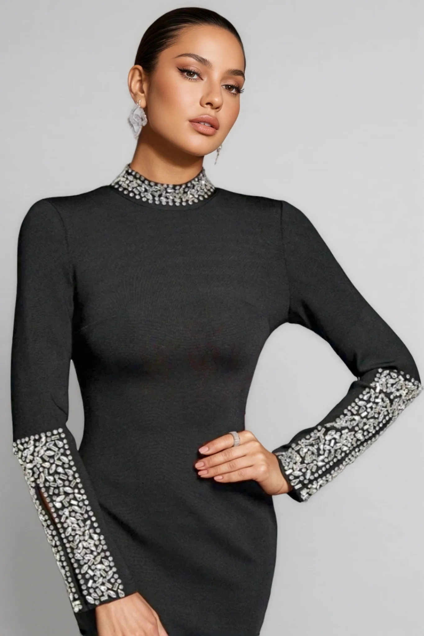 Yetta Crystal Detail Bandage Maxi Dress