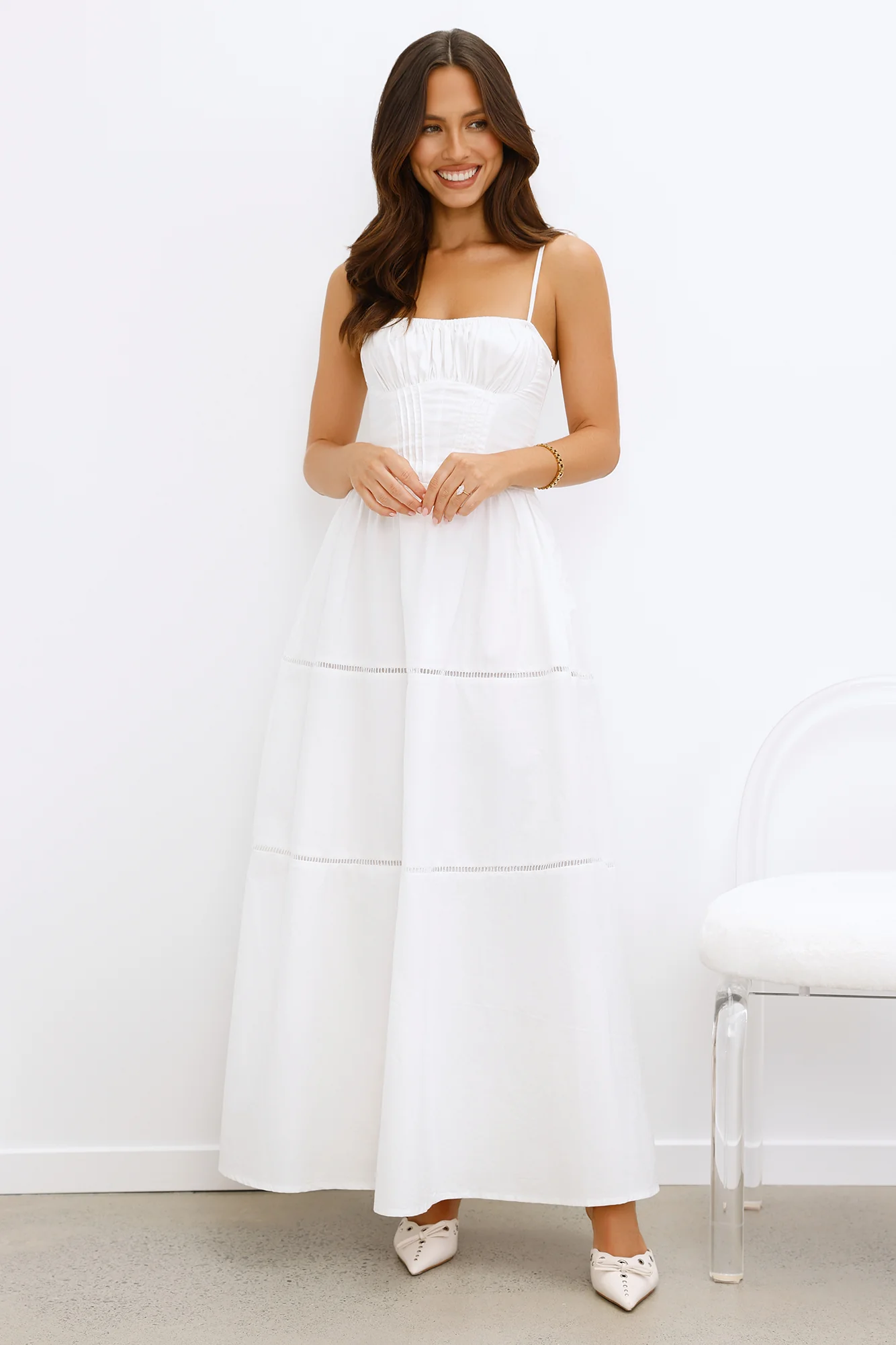 Chic At Sunset Maxi Dress White - luluinthesky