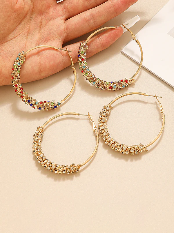 Geometric Rhine Stones Drop Earrings