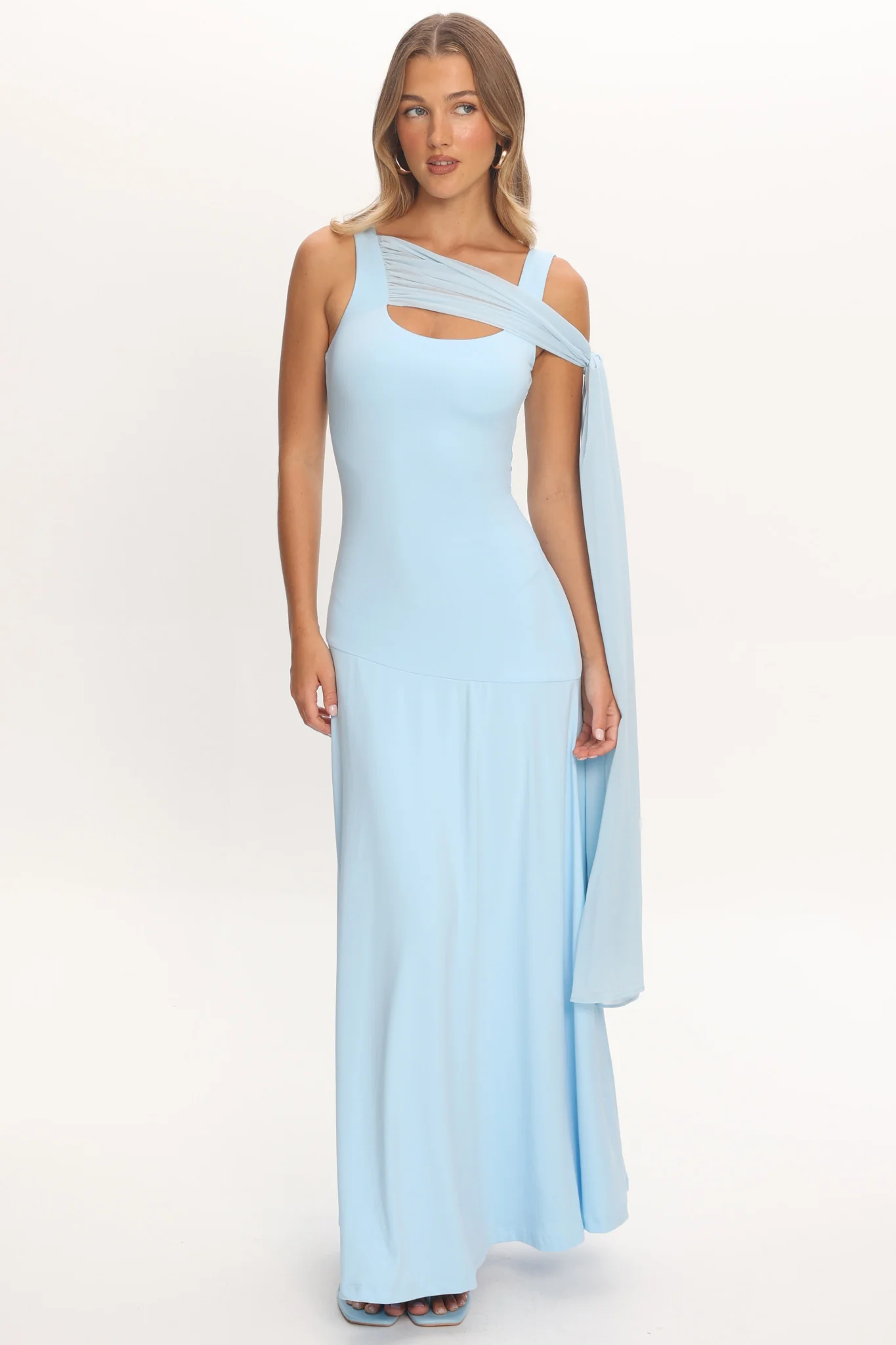Lylah Sash Neckline Maxi Dress Light Blue