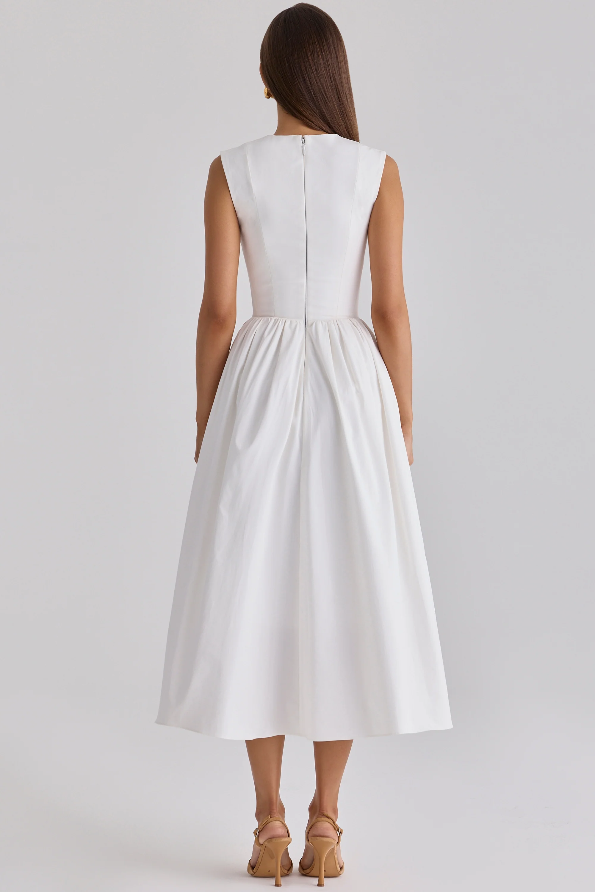 White Cotton Midi Sundress