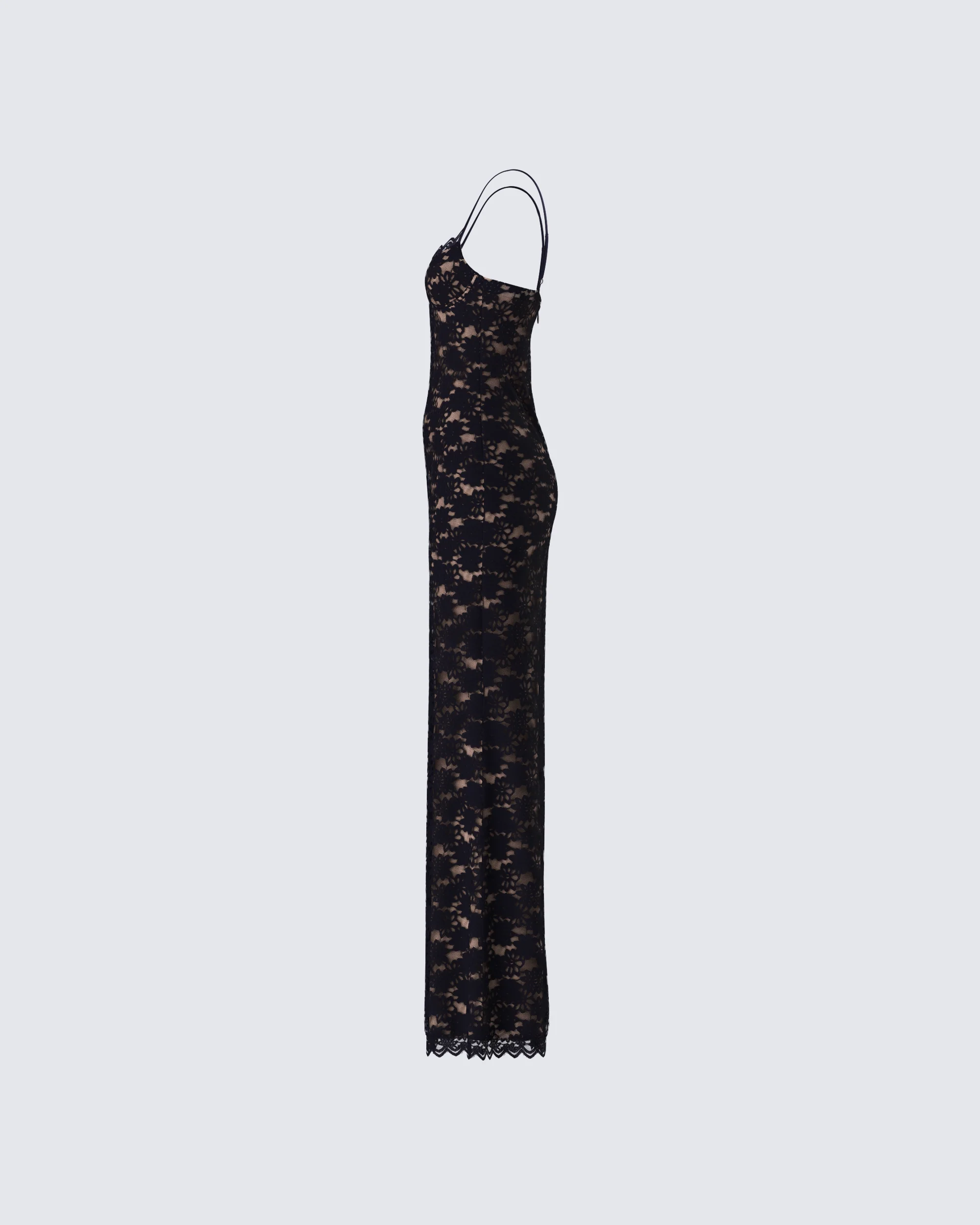 Nevaeh Black Lace Maxi Dress