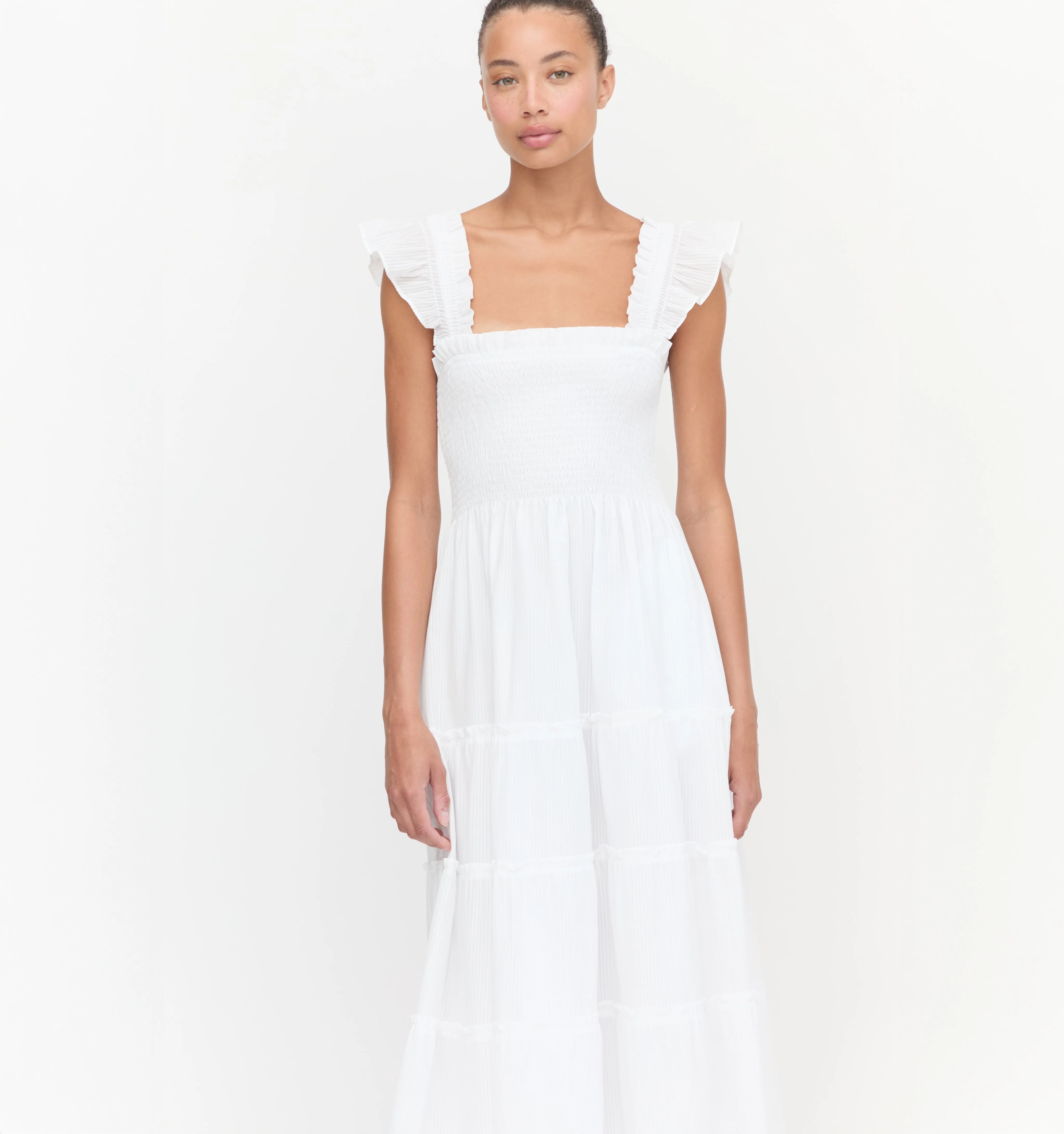 The Ellie Nap Dress - White Shadow Stripe