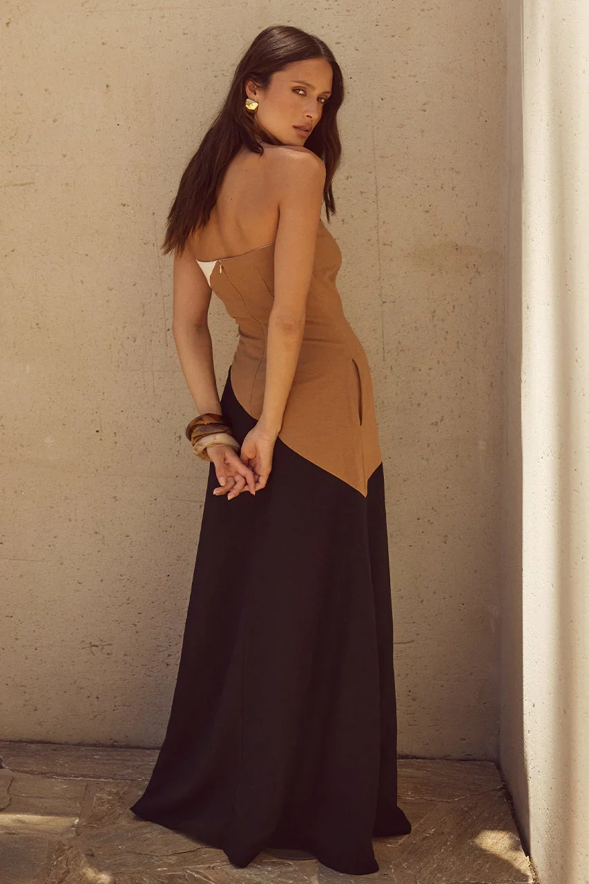 CALISSA MAXI DRESS - CARAMEL MULTI