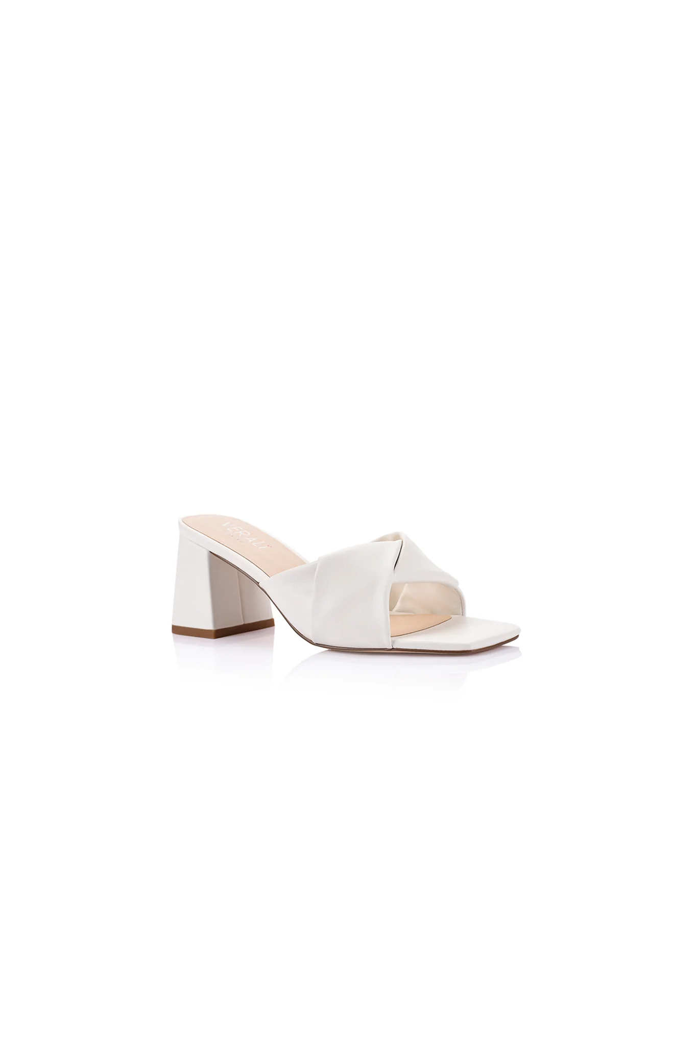 VERALi Stella Block Heel Mules Chalk Smooth