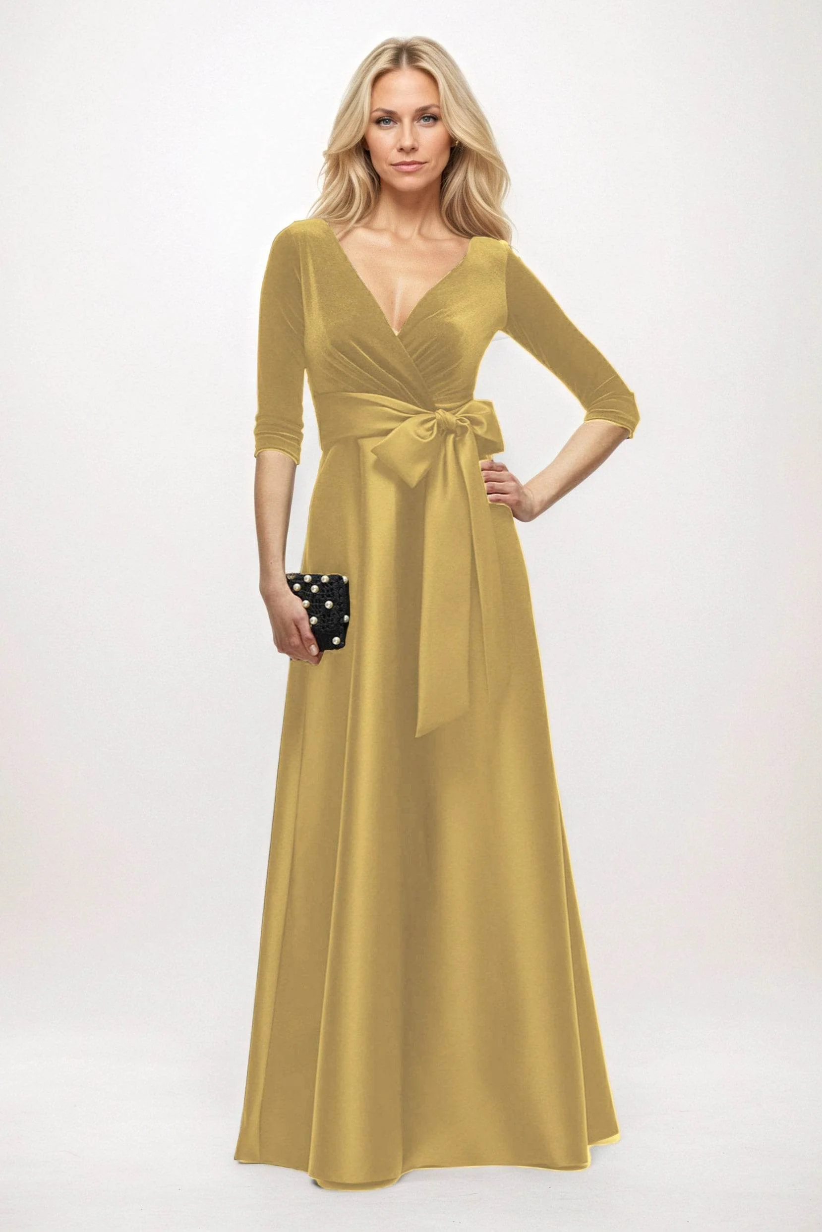 A-Line Maxi Velvet Satin Mother of the Bride Dresses CM0409