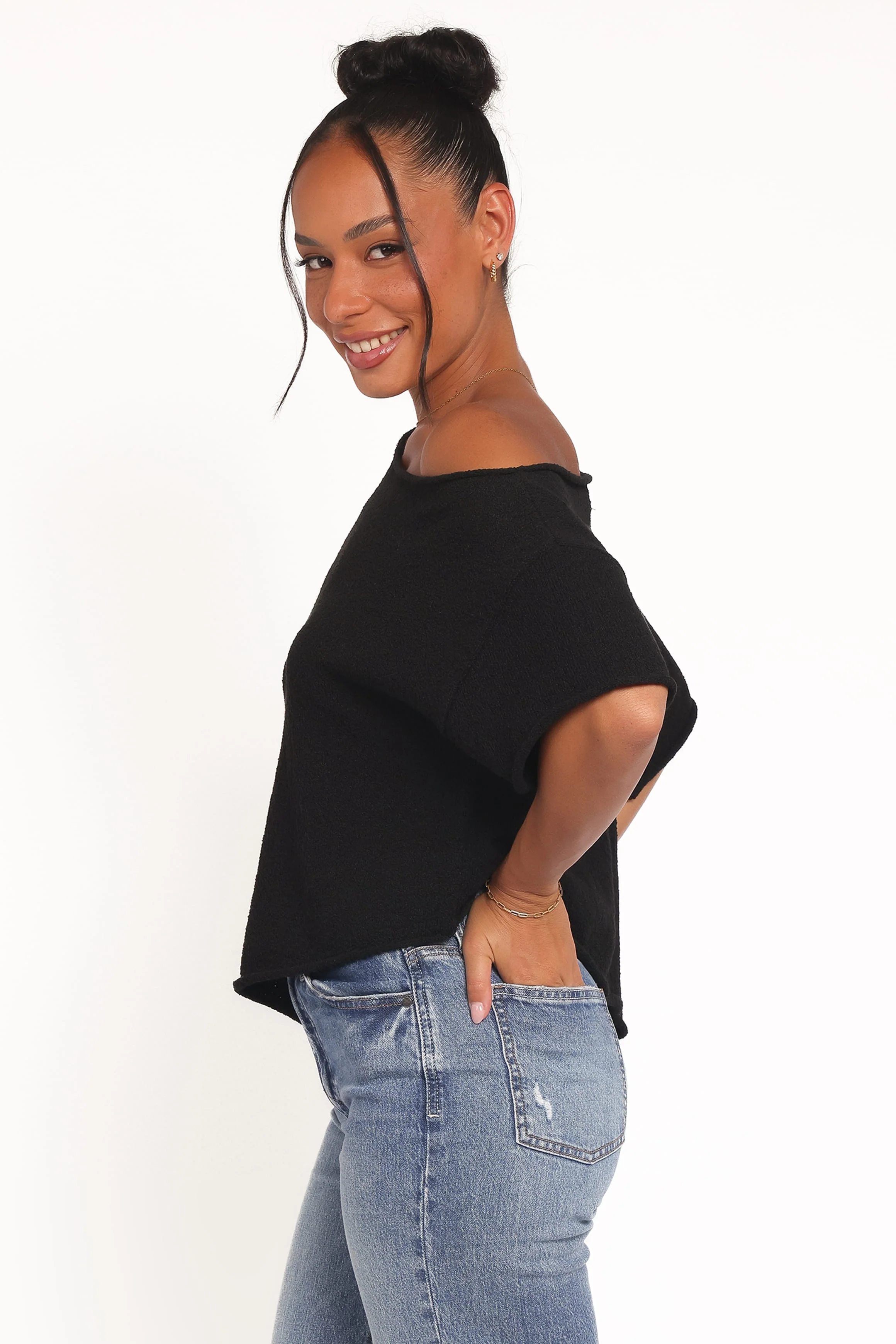 Ardena Boucle Knit Top - Black
