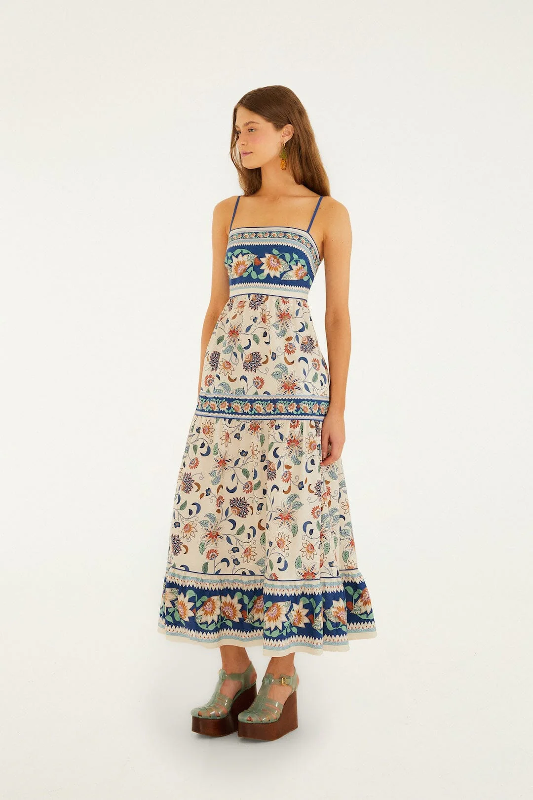 Soft Pink Floral Delhi Tapestry Midi Dress