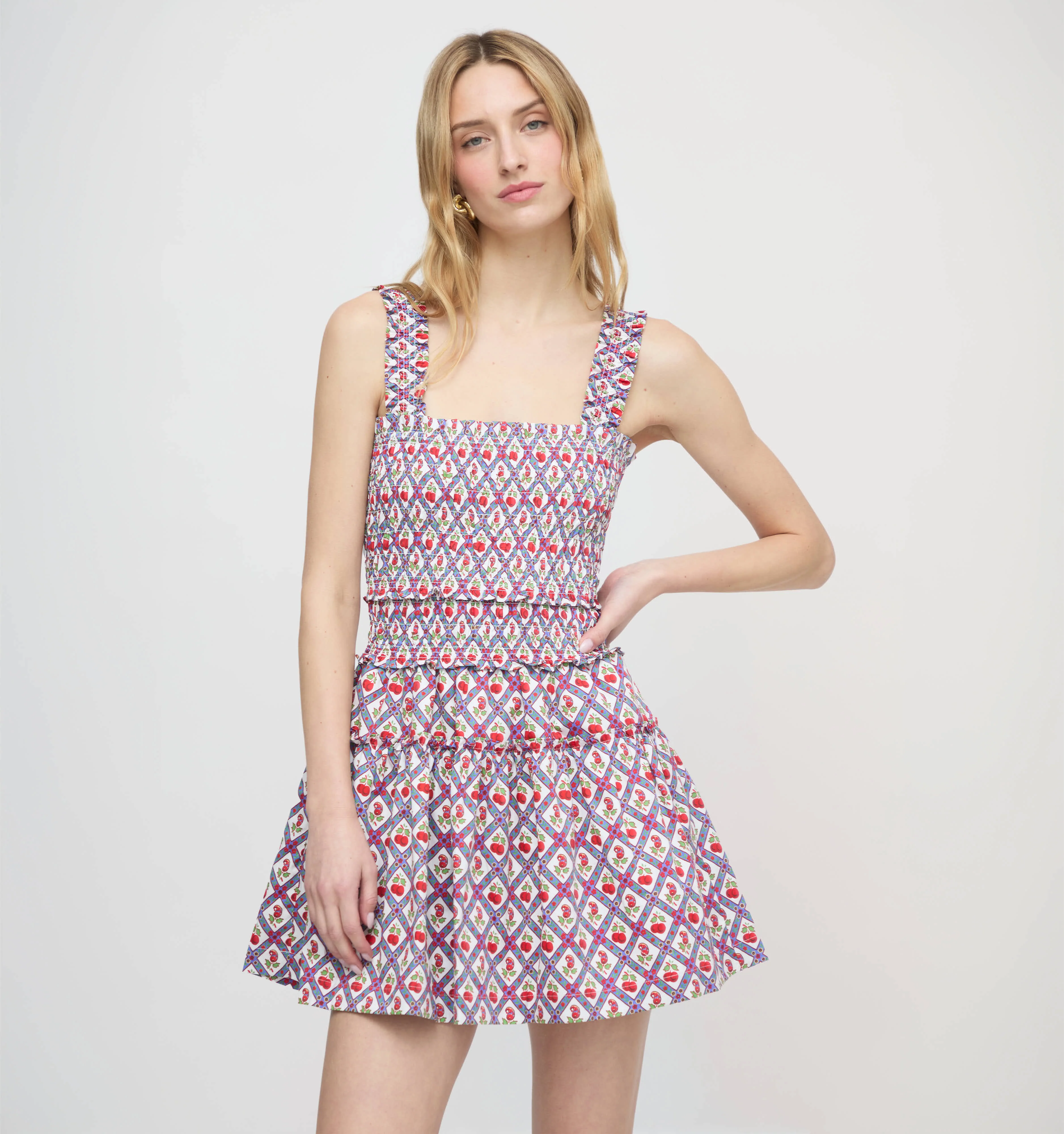 The Azalea Mini Nap Dress - Diamond Cherries Cherry Red
