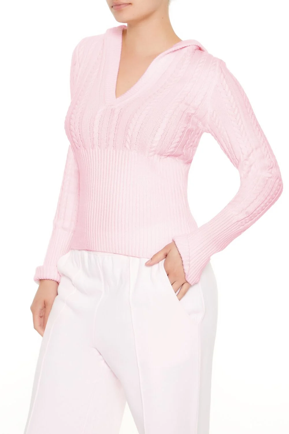 Hooded Cable Knit Sweater