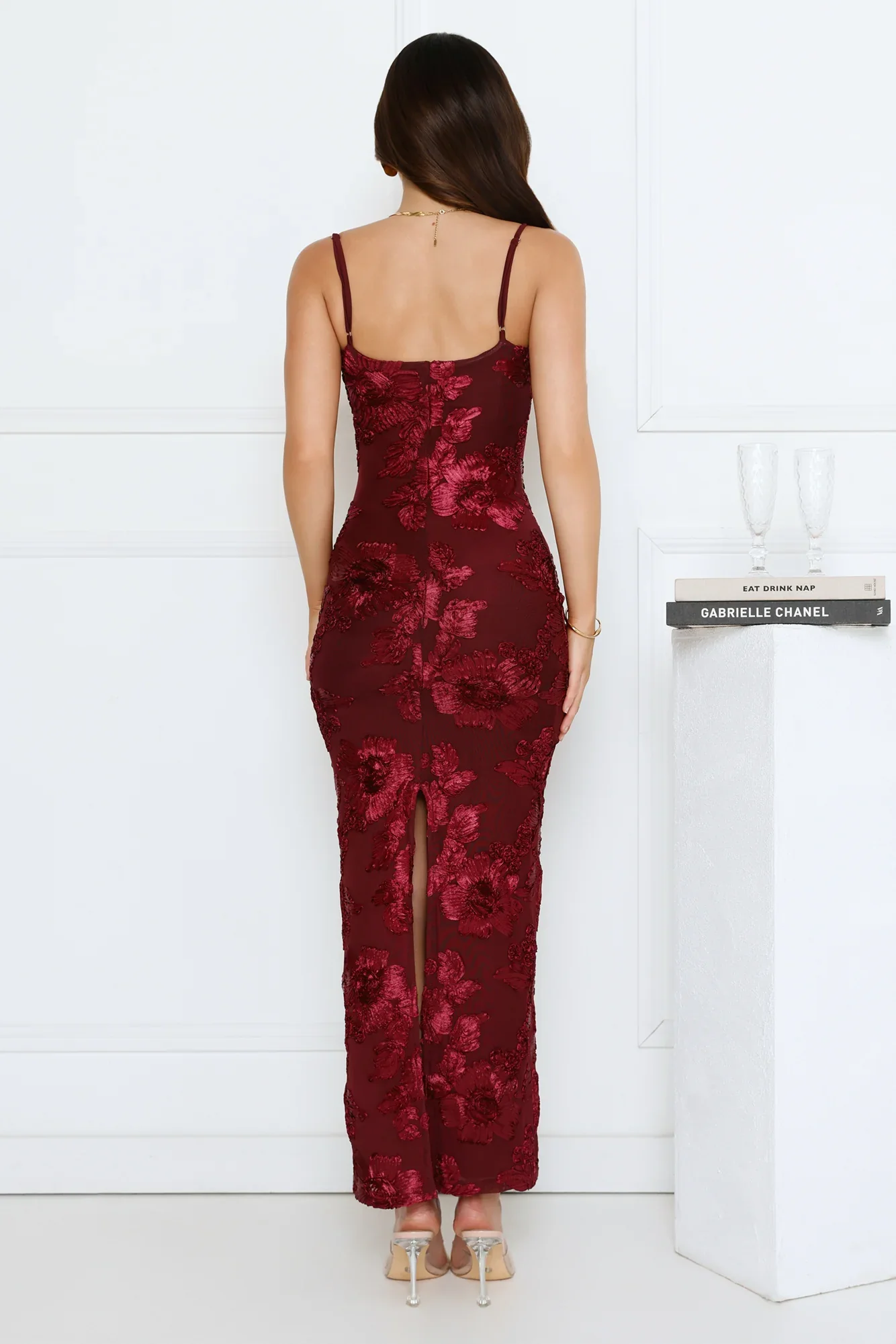 Celestial Luxe Mesh Maxi Dress Burgundy - luluinthesky