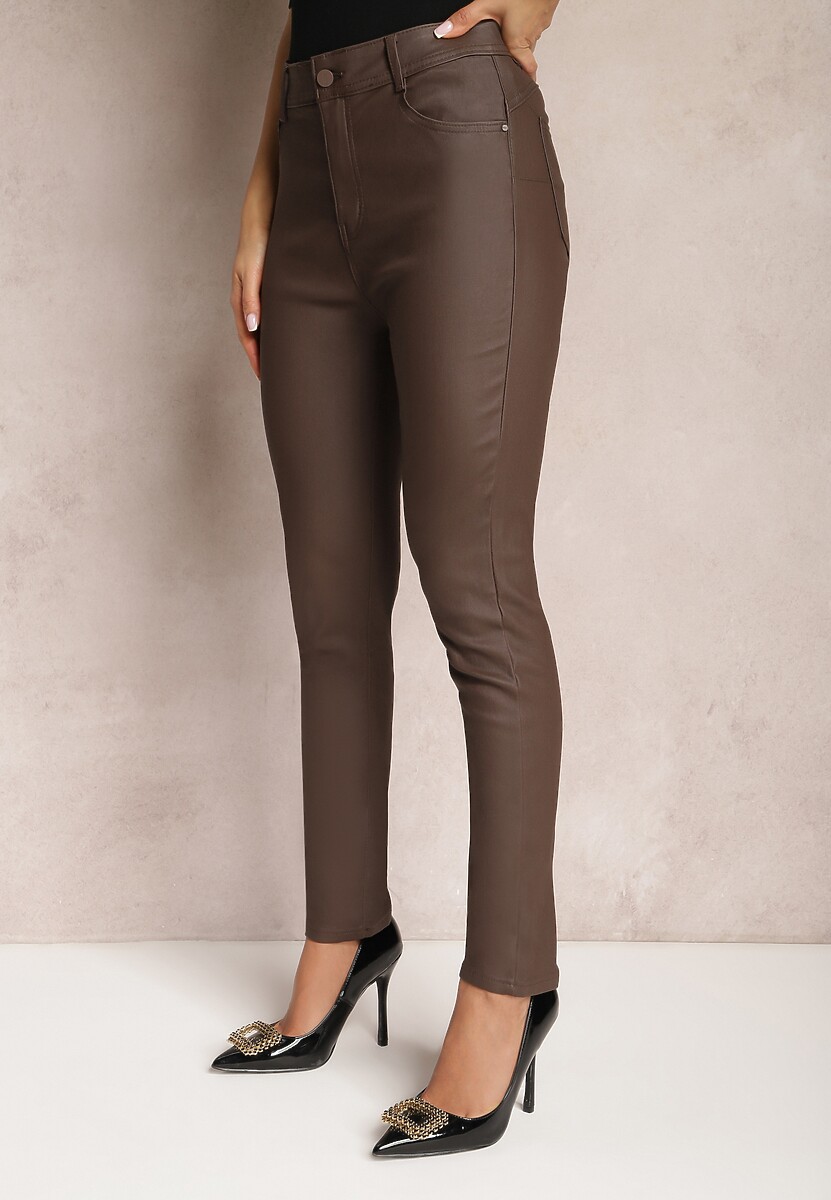 Ciemnobrązowe Spodnie Skinny Push Up Zilli