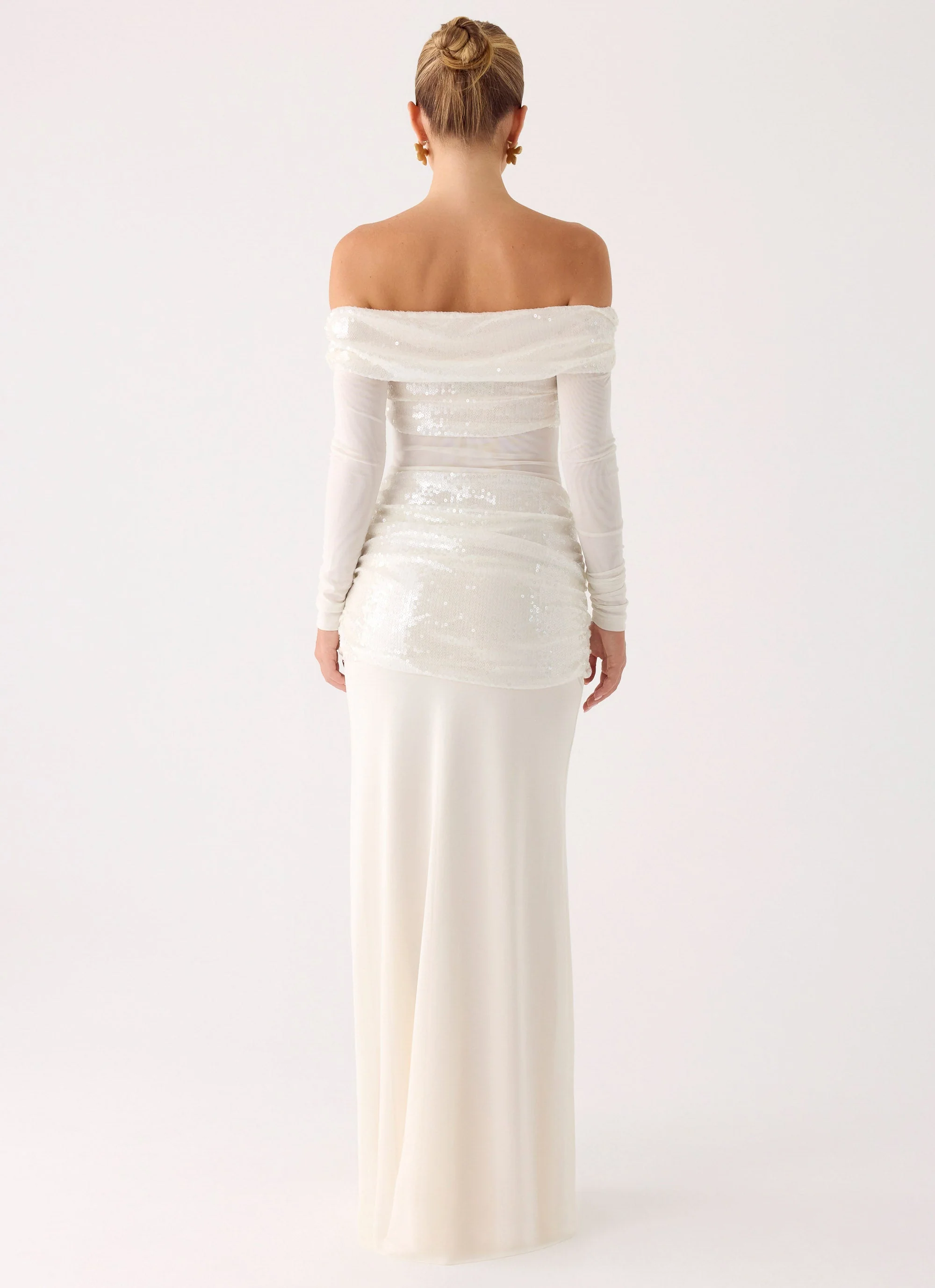 Over To You Sequin Maxi Dress - White - luluinthesky