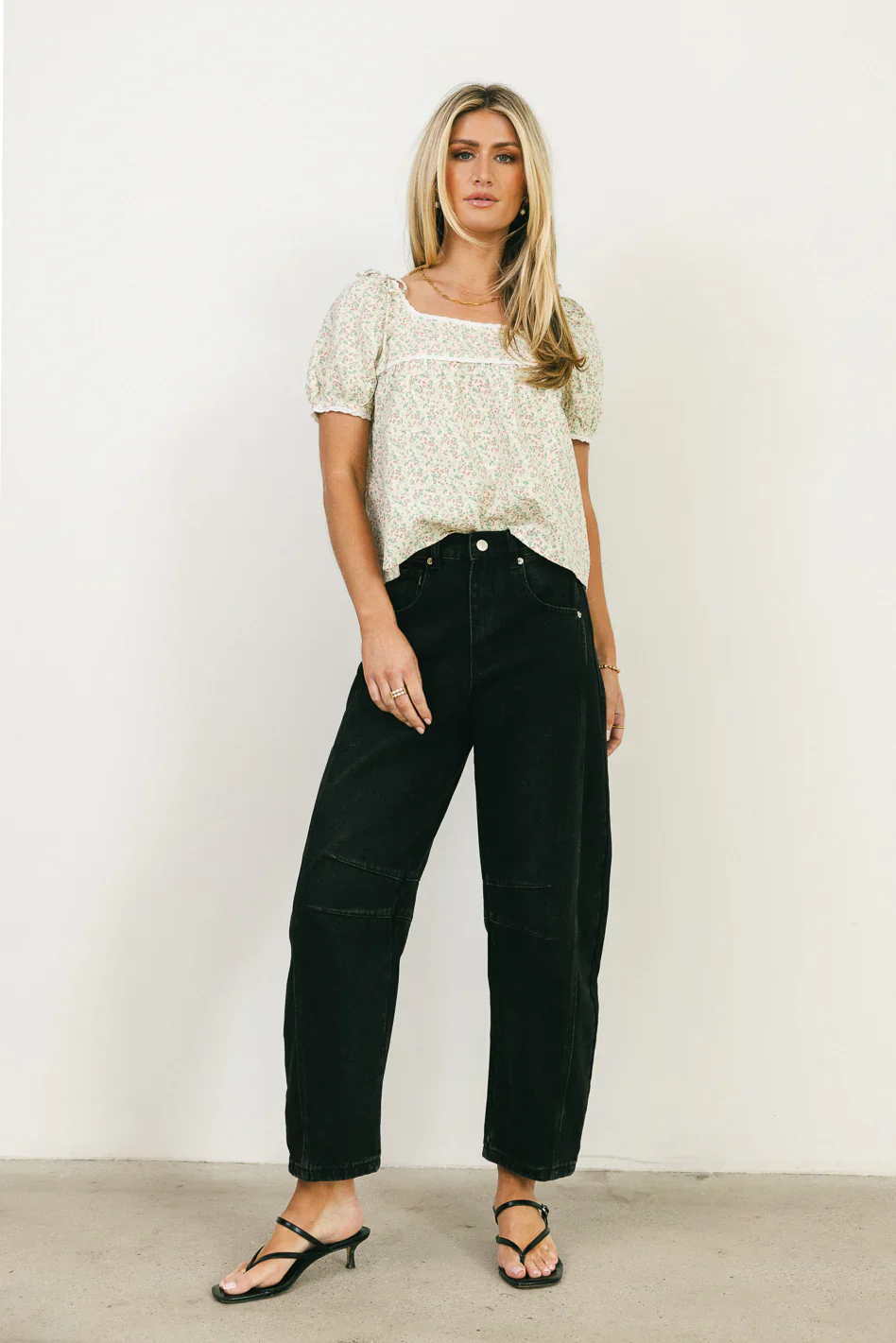 Peony Lace Trim Blouse in Blush