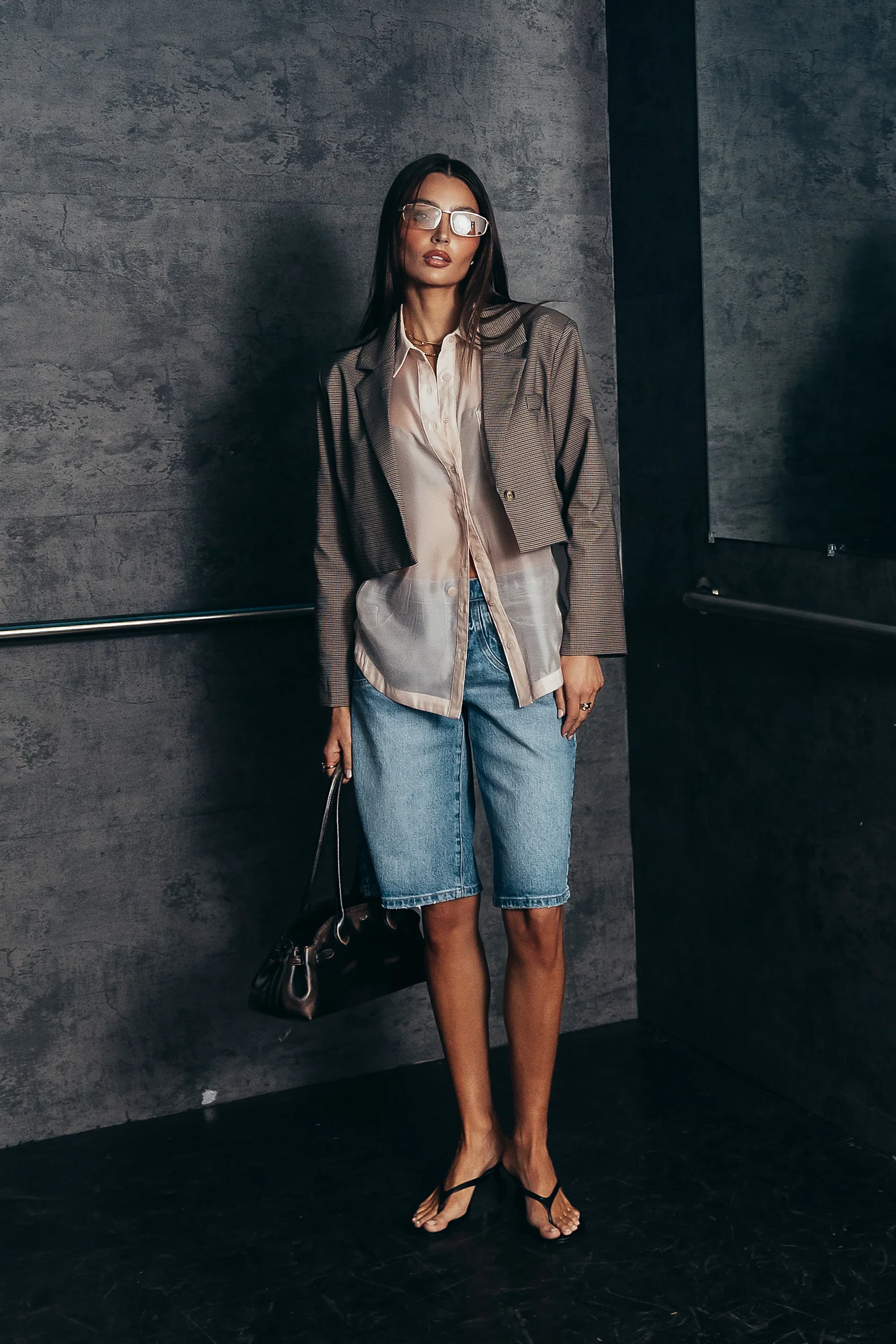 Liberty Sheer Button Up Blouse in Blush