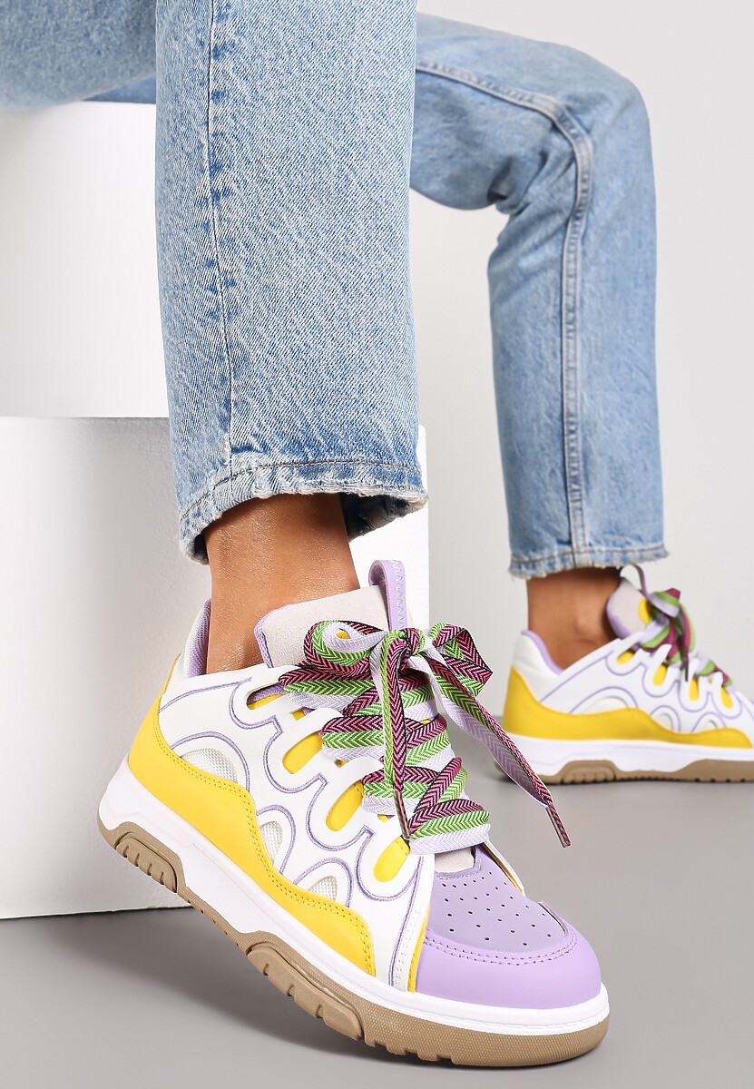 Fioletowe Sneakersy z Szerokimi Sznurówkami Nolita