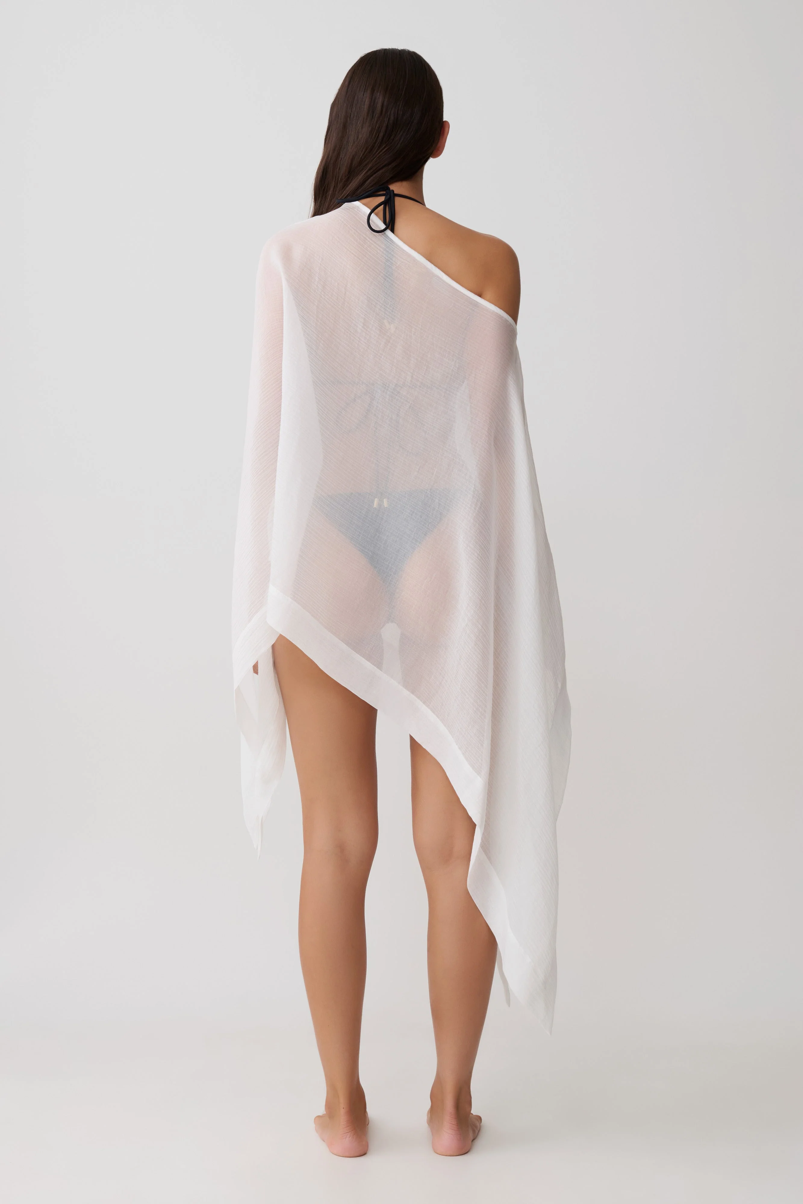 Leilani Sheer Draped Asymmetric Top - Ivory