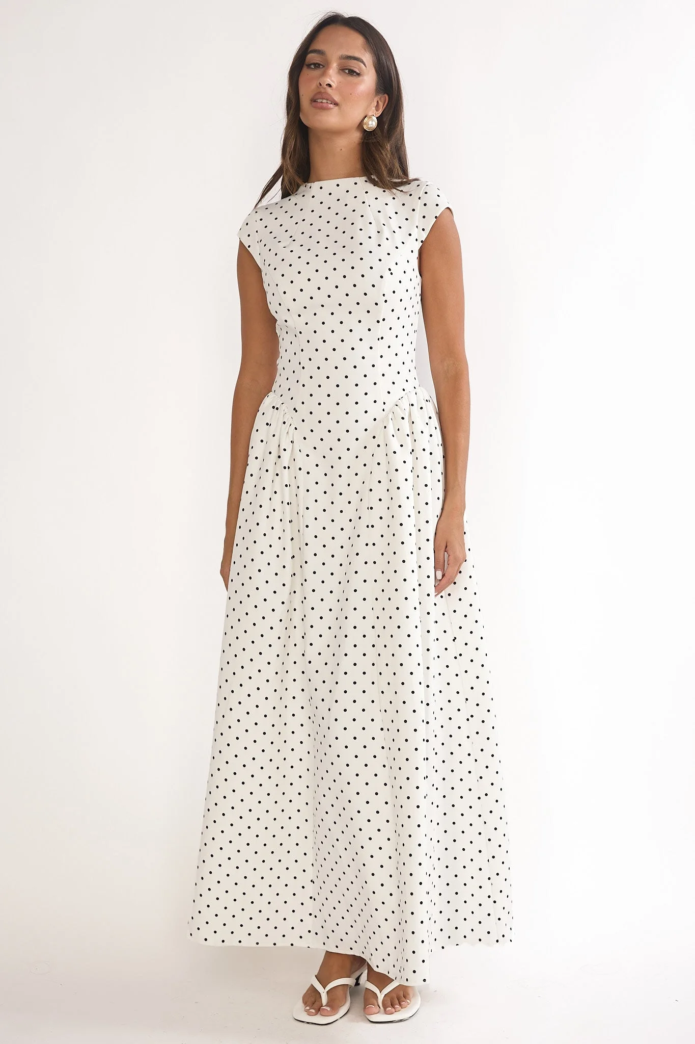 Lynnie Cap Sleeve Maxi Dress Polka Dot - luluinthesky