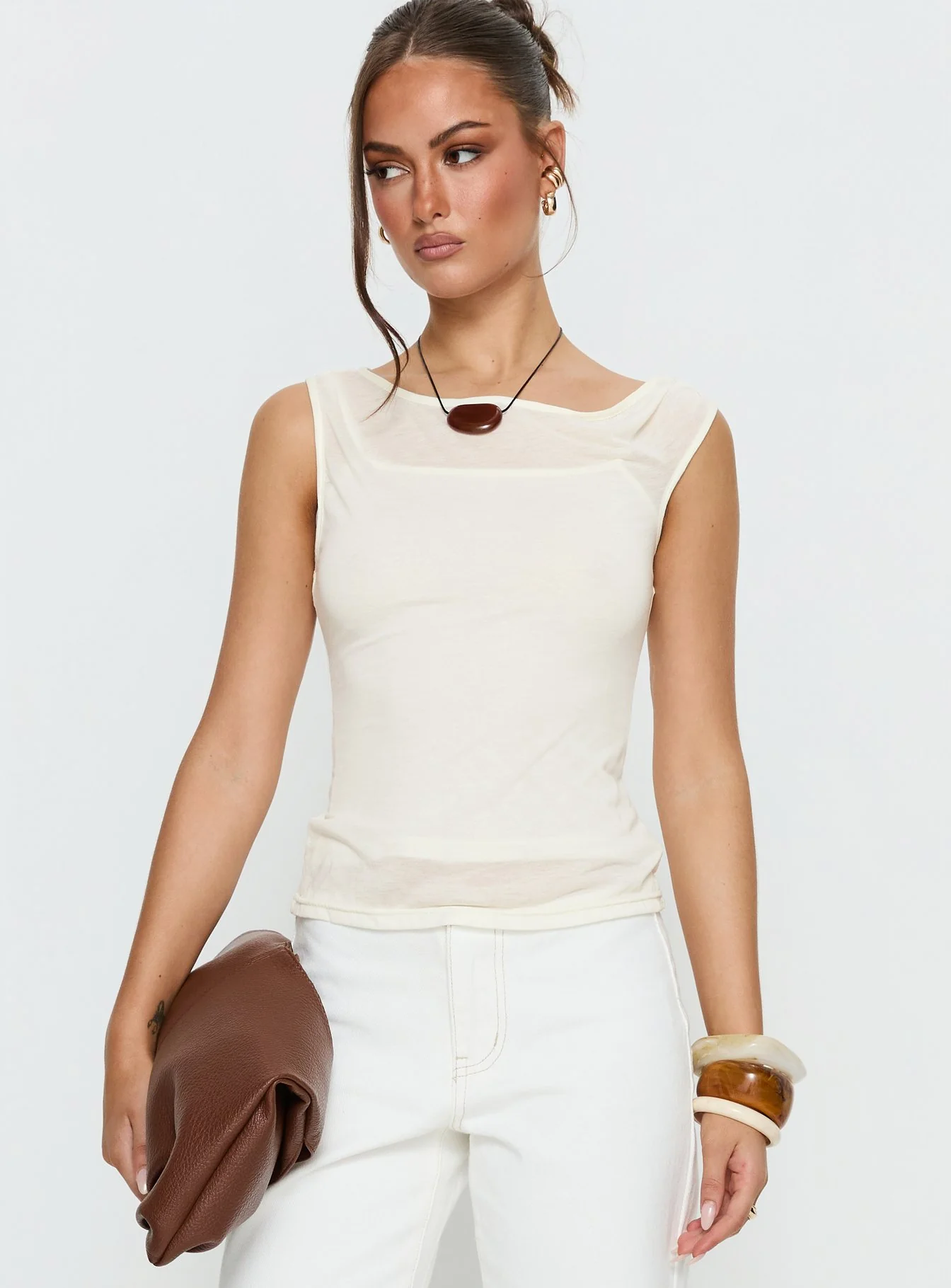 Skaia Layered Sheer Top Cream