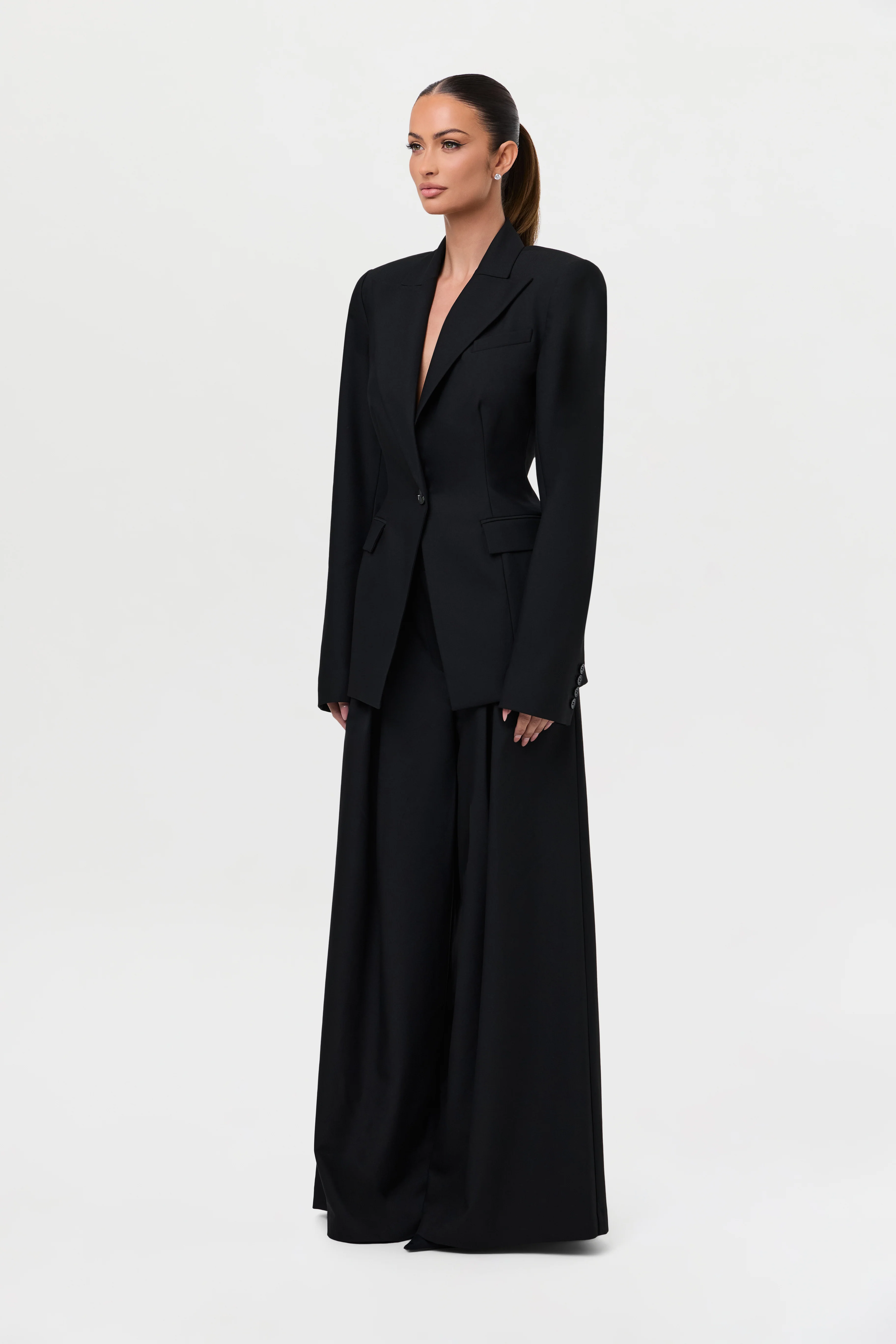 Suiting Pleated Wide-Leg Pant