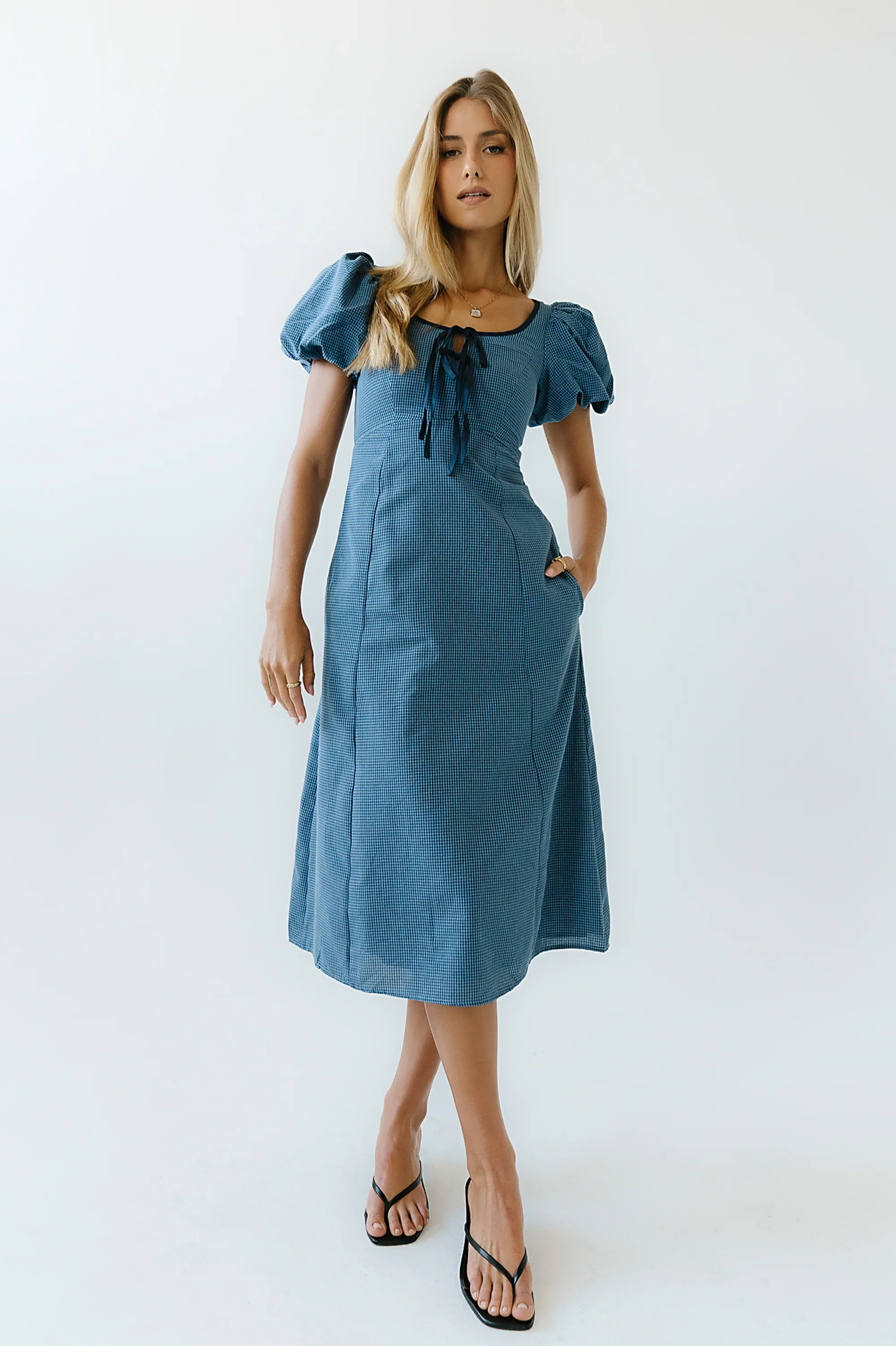 Elle Gingham Midi Dress