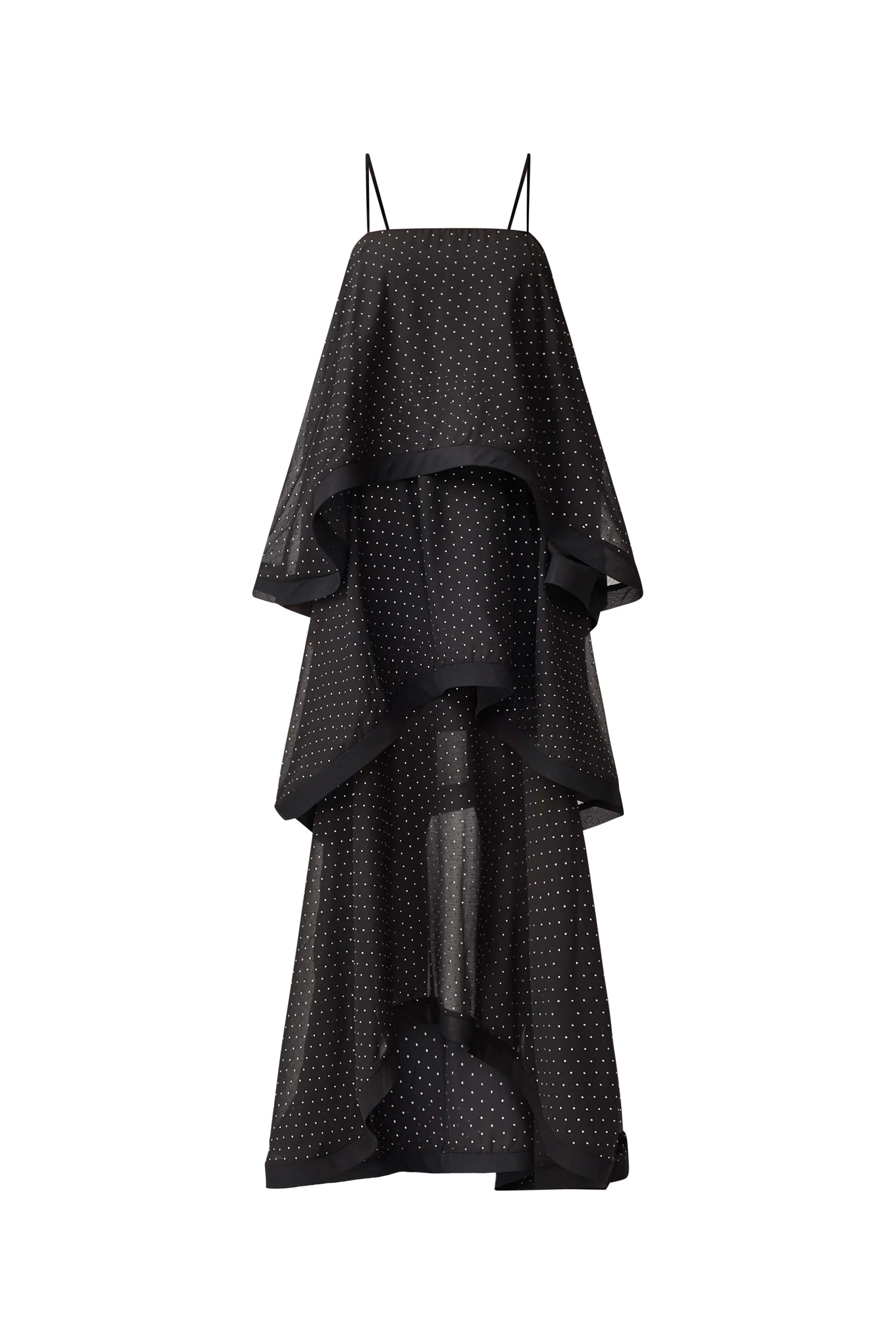 Moss Tiered Embellished Gown in Black
