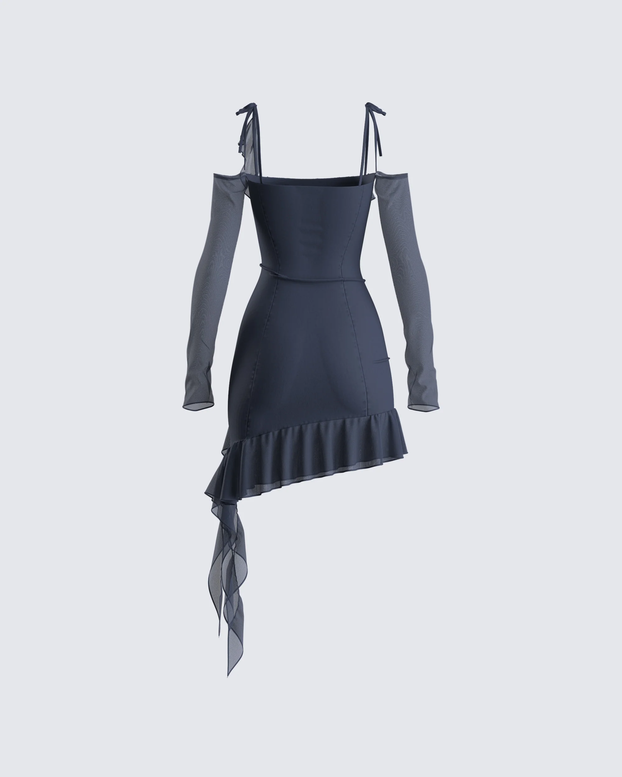 Solene Navy Mesh Mini Dress