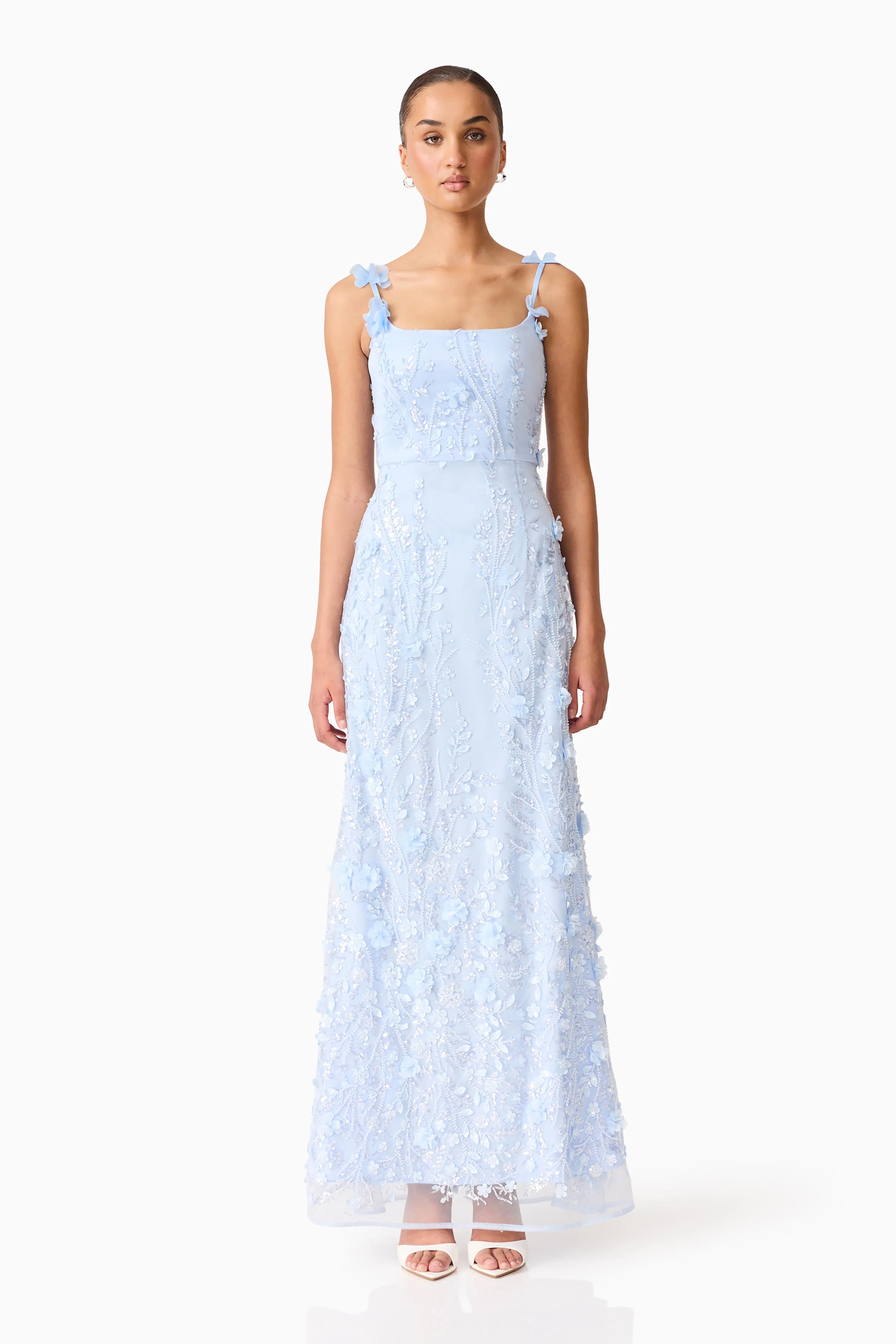 Rina Embellished Gown in Blue