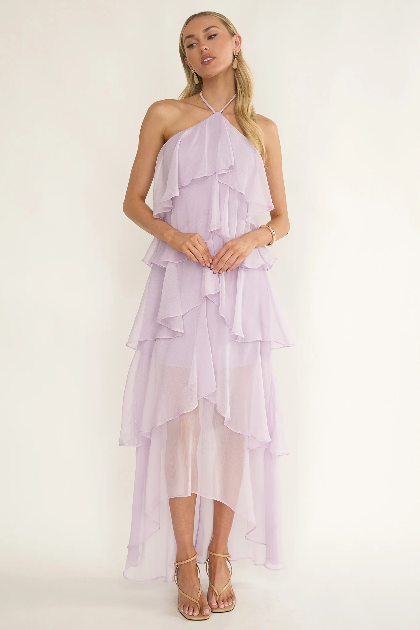 Darylyn Tiered Ruffle Maxi Dress Lilac