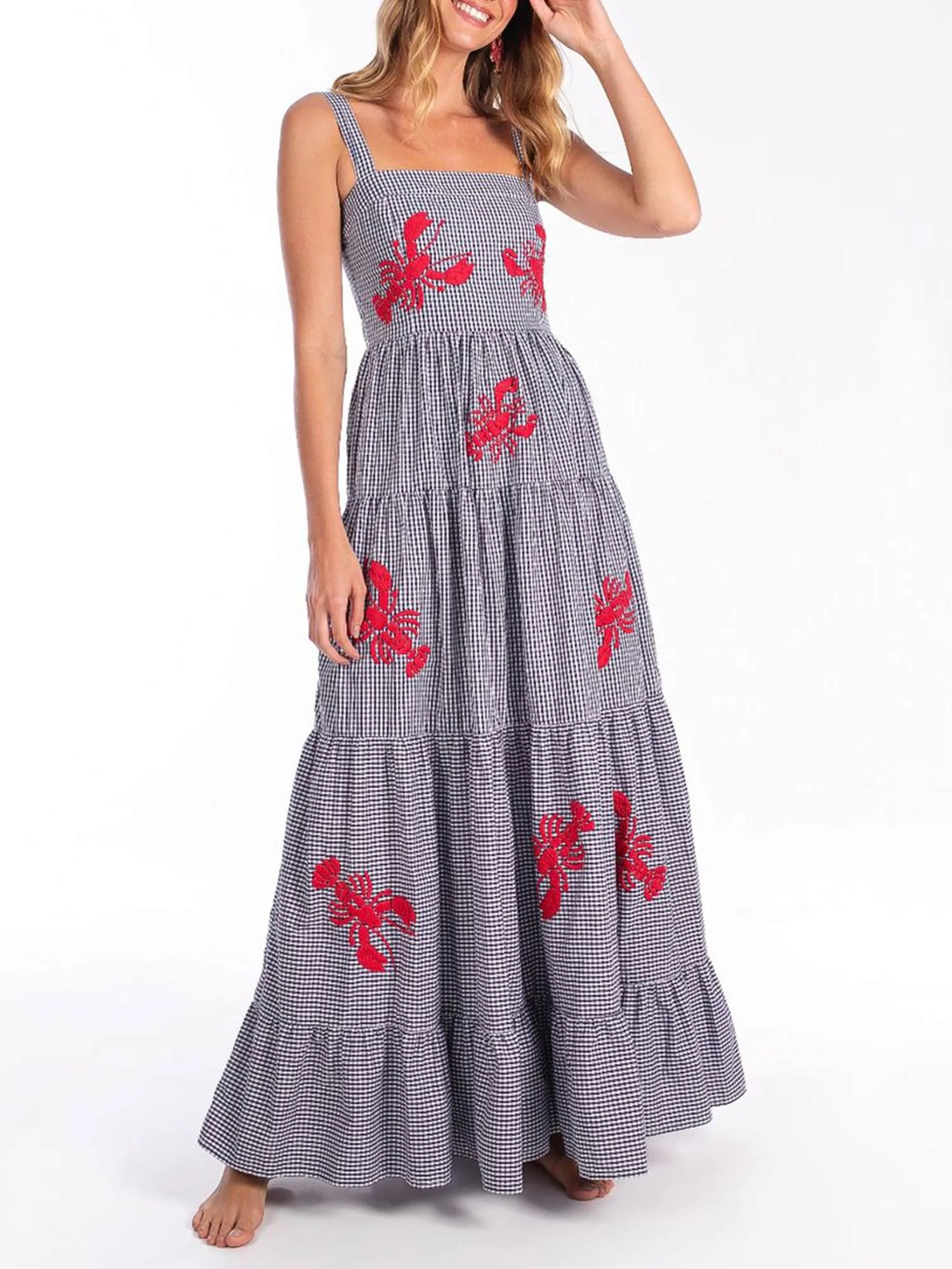 Floral Gingham Maxi Dress
