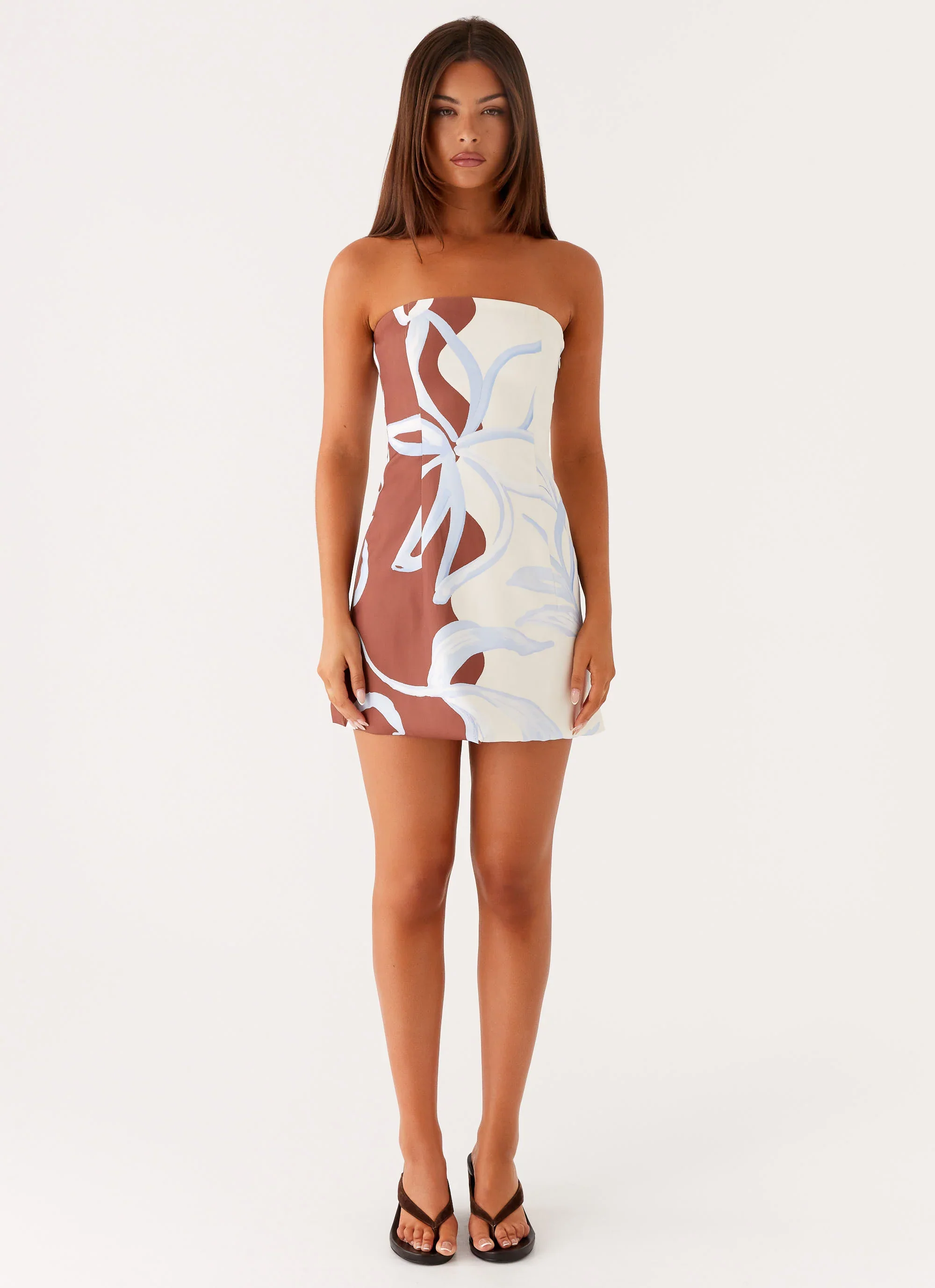 Denby Strapless Mini Dress - Bloom Wave Print