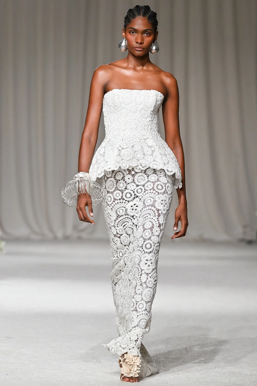 Gal Embroidery Peplum Maxi Dress (Runway)