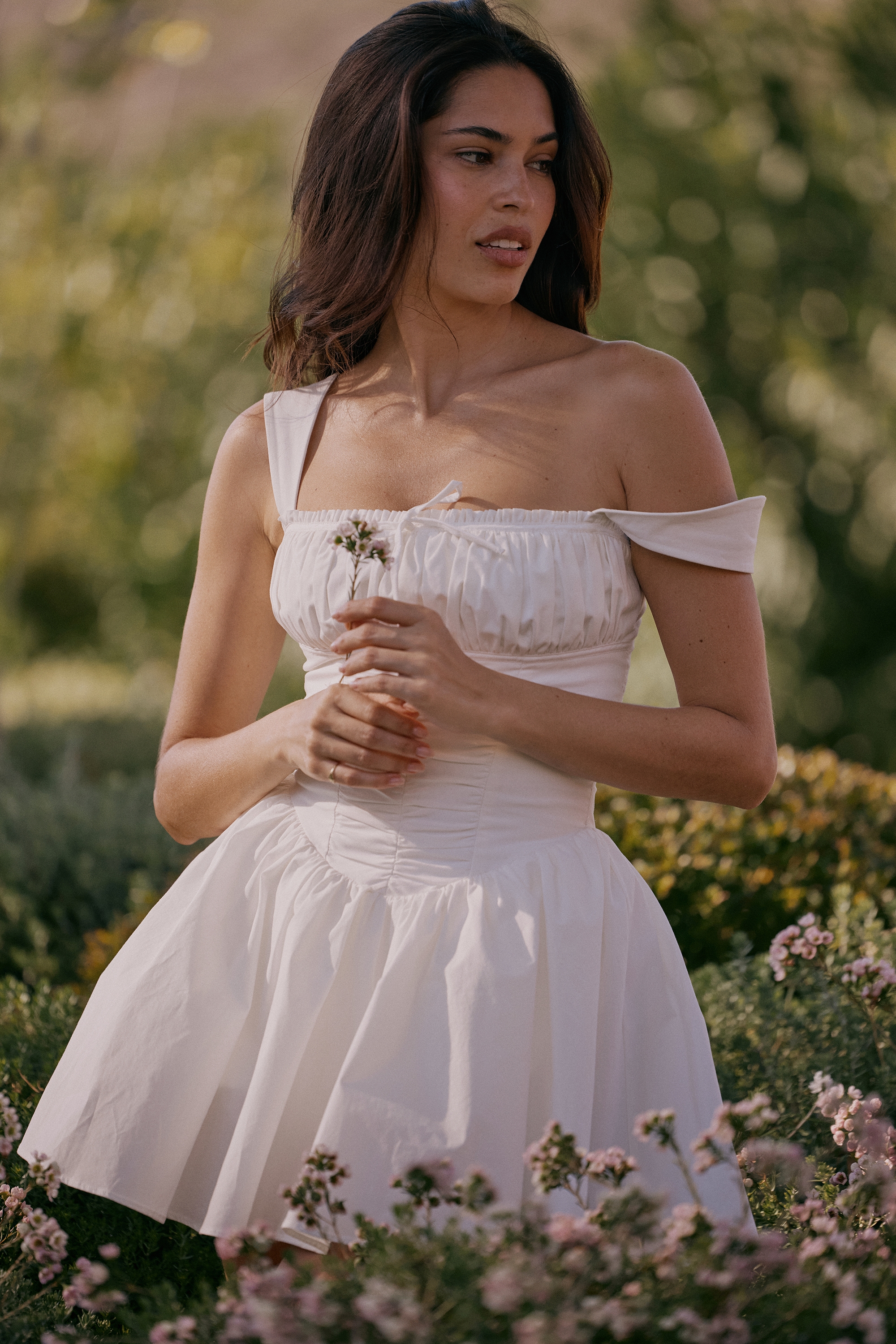 White Cotton Mini Dress With Bloomers
