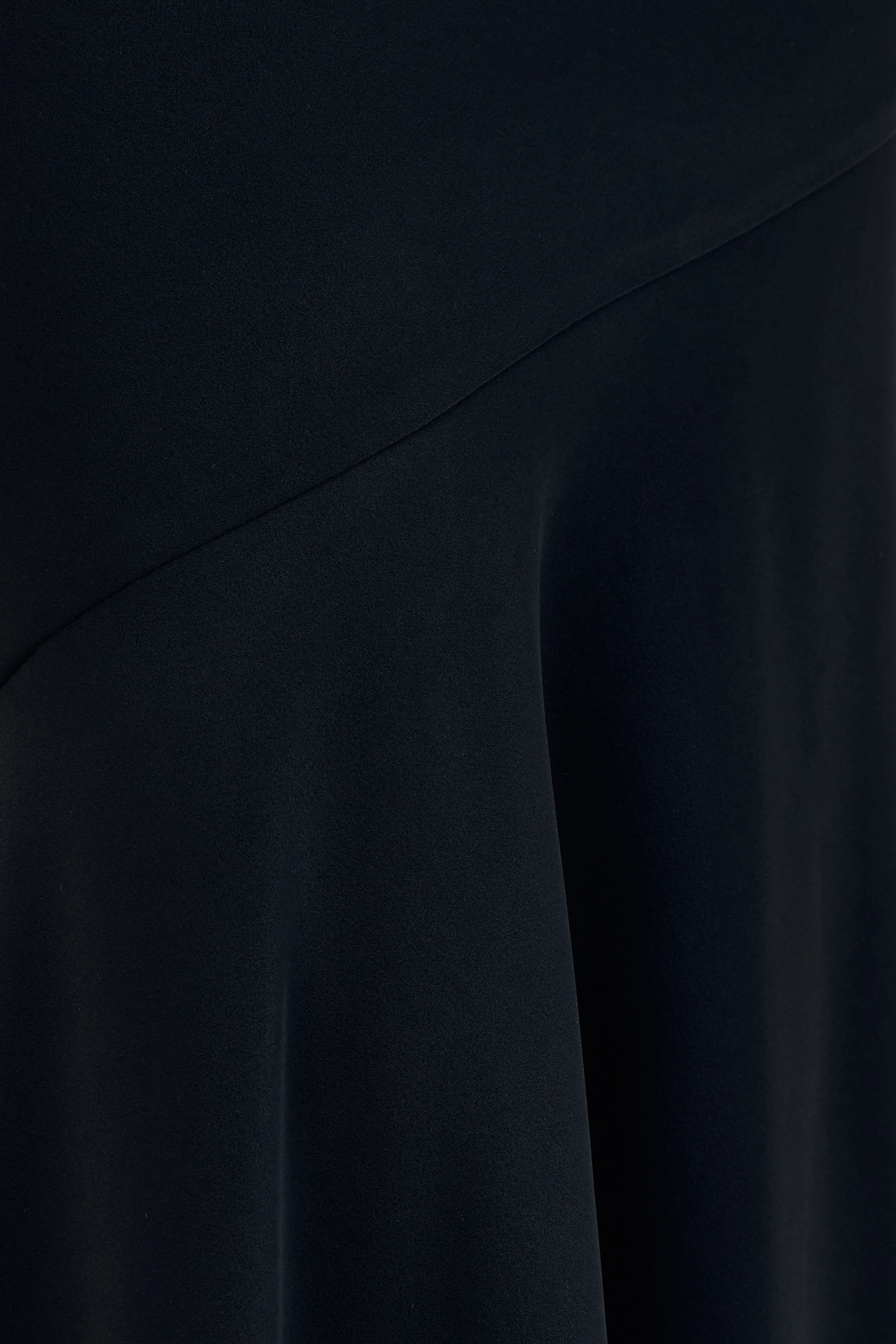 Vayla | Black Matte Satin Asymmetric Drop-Waist Maxi Skirt
